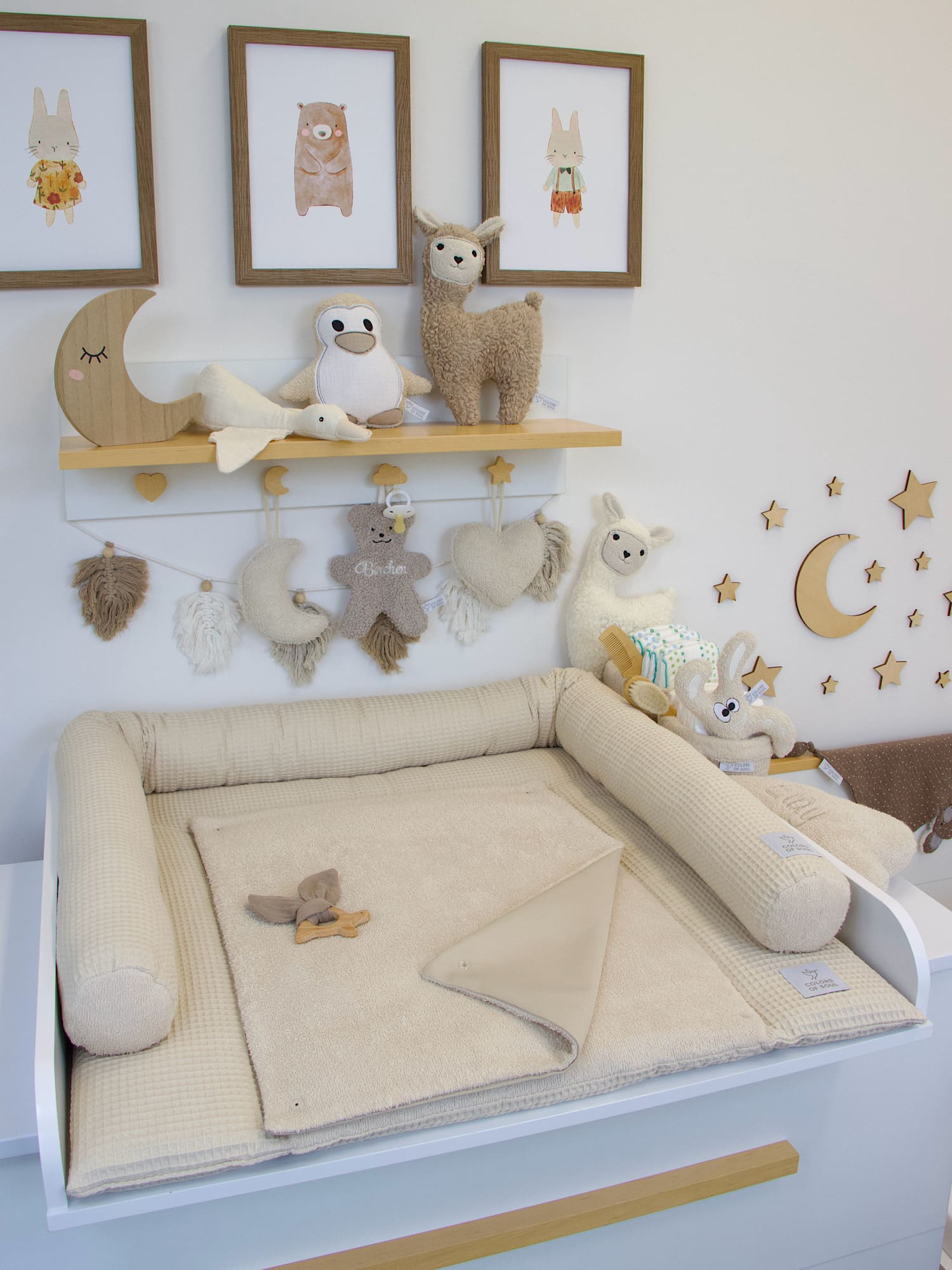 Baby Wickelauflage und Bettschlange Set – natürliche Farbvariante Light Sand