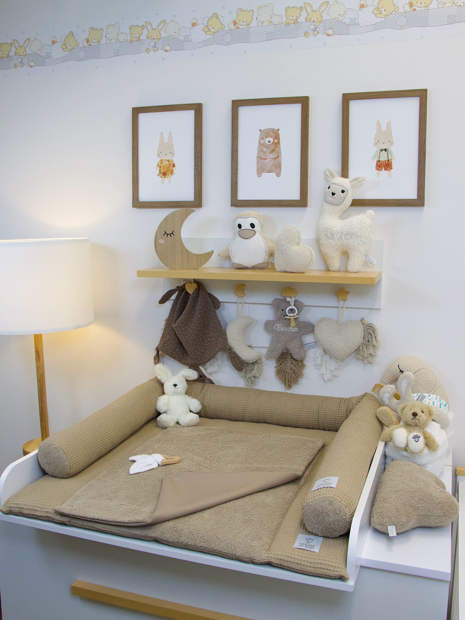 2-er SET - Wickelauflage, Bettschlange - Waffelpique dunkelbeige / Frottee dunkelbeige