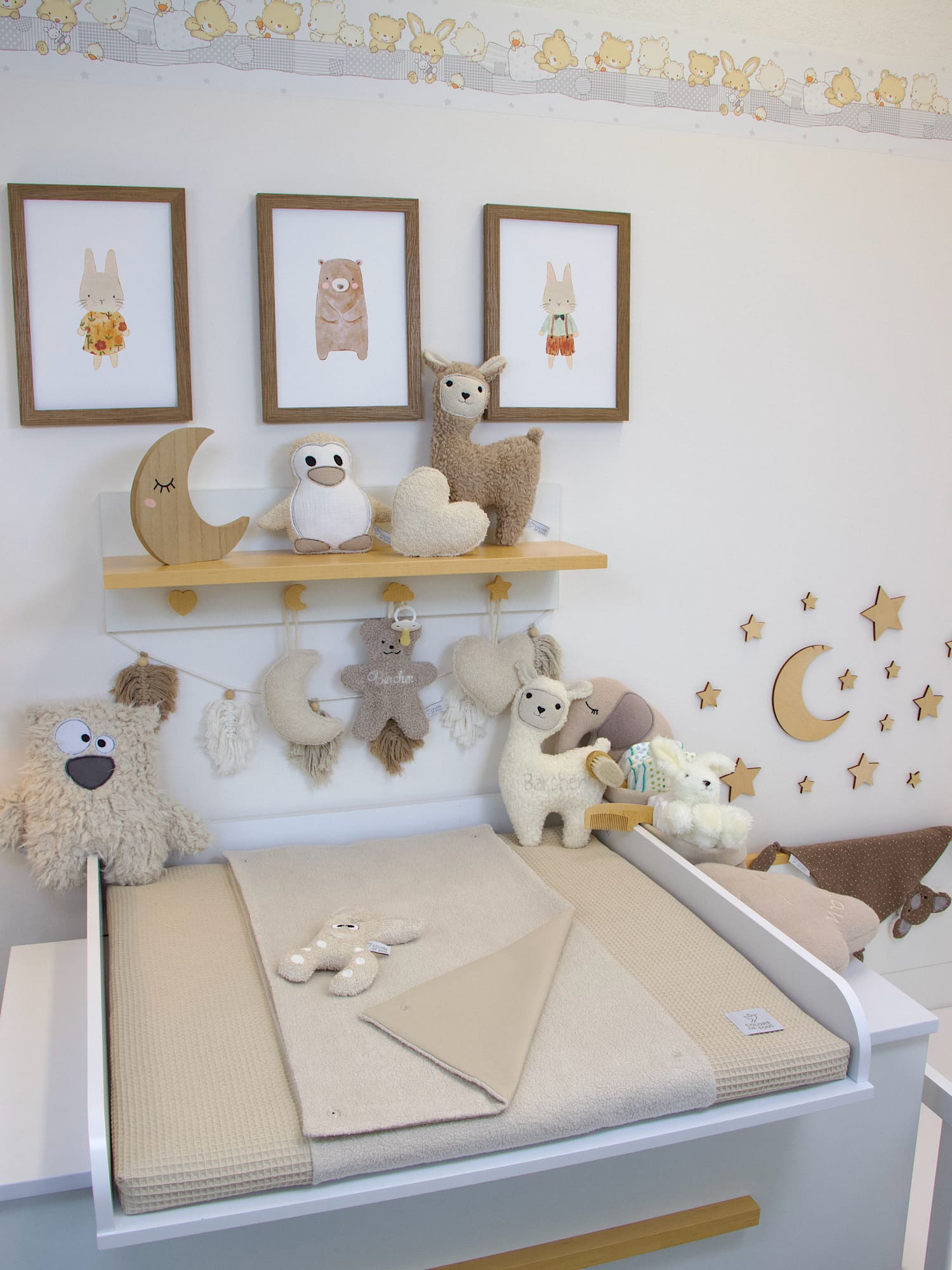 Wickelauflage mit Inlett - Waffelpique beige / Baumwollfleece beige