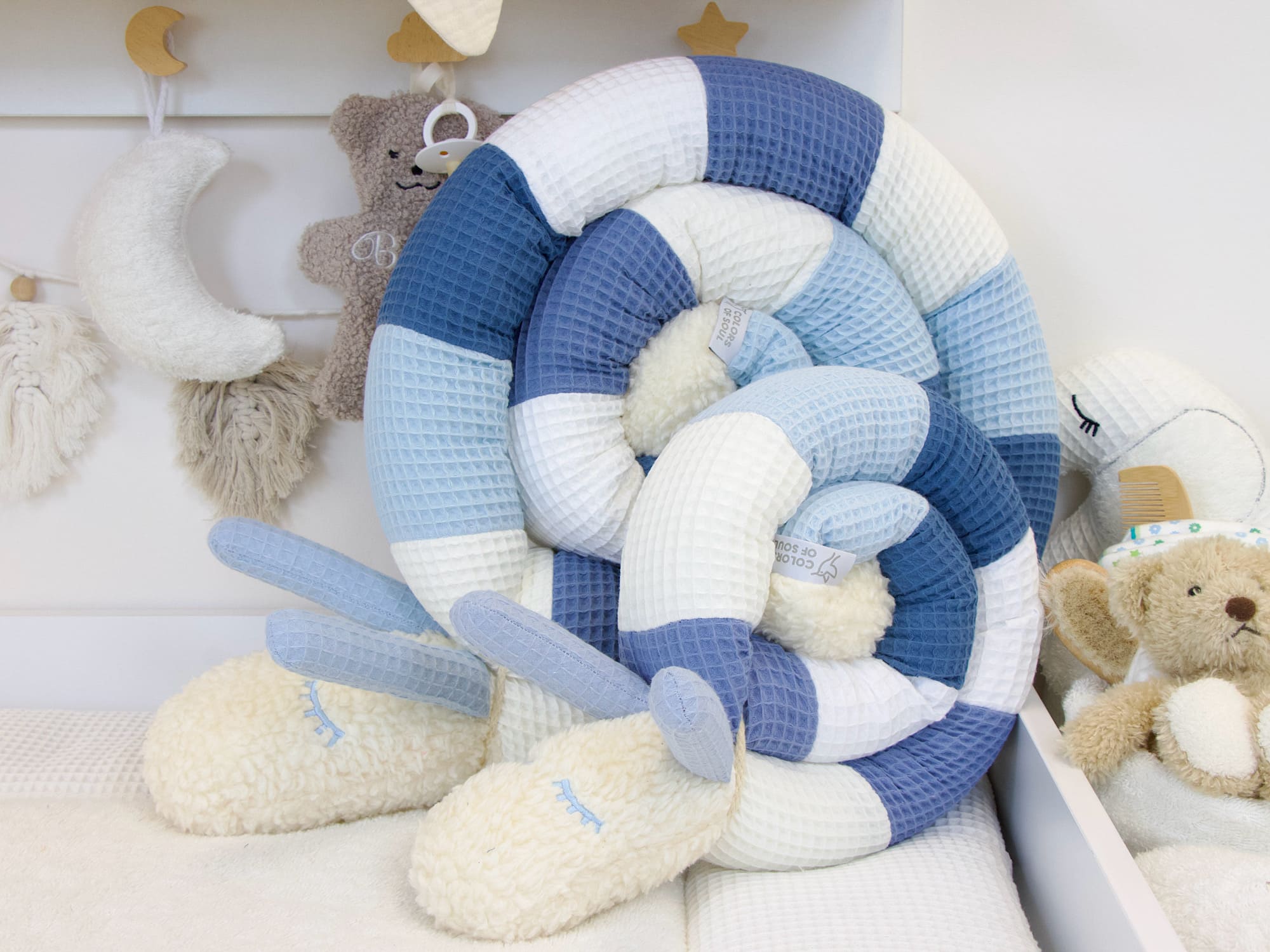 Mini Bettschnecke - creme, blau, weiß, jeansblau, hellblau