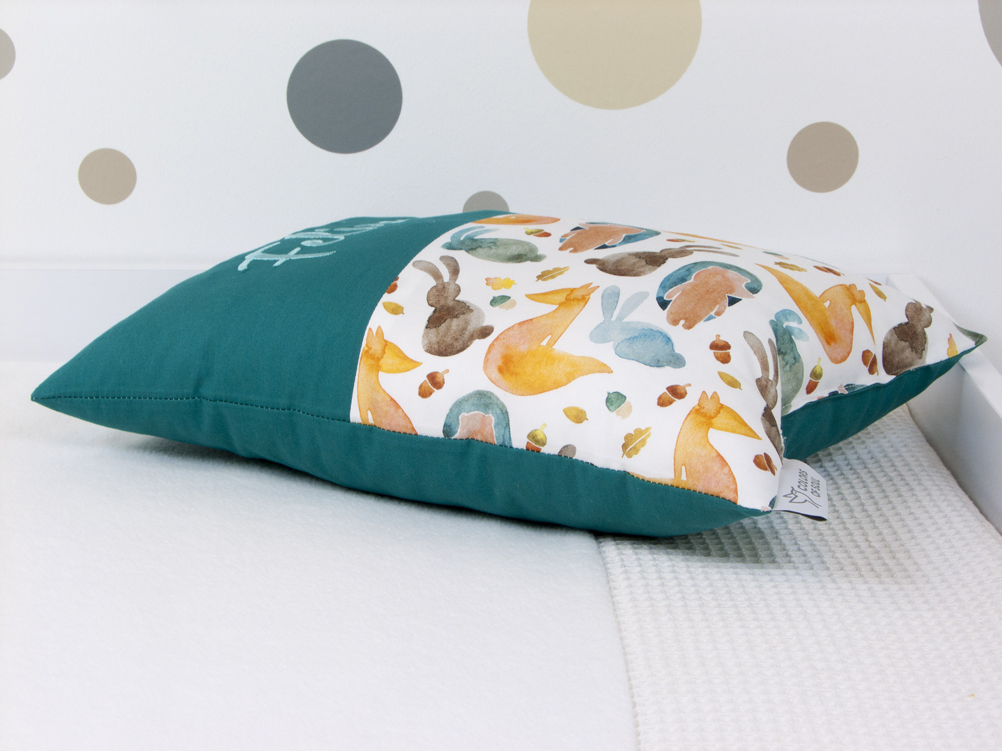 Babykissen Waldtiere Aquarell / petrol