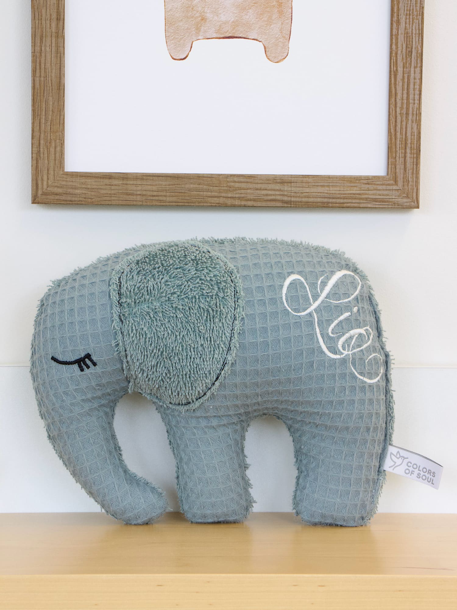 Kuscheltier Elefant handgemacht - Waffelpique und Frottee dusty altmint