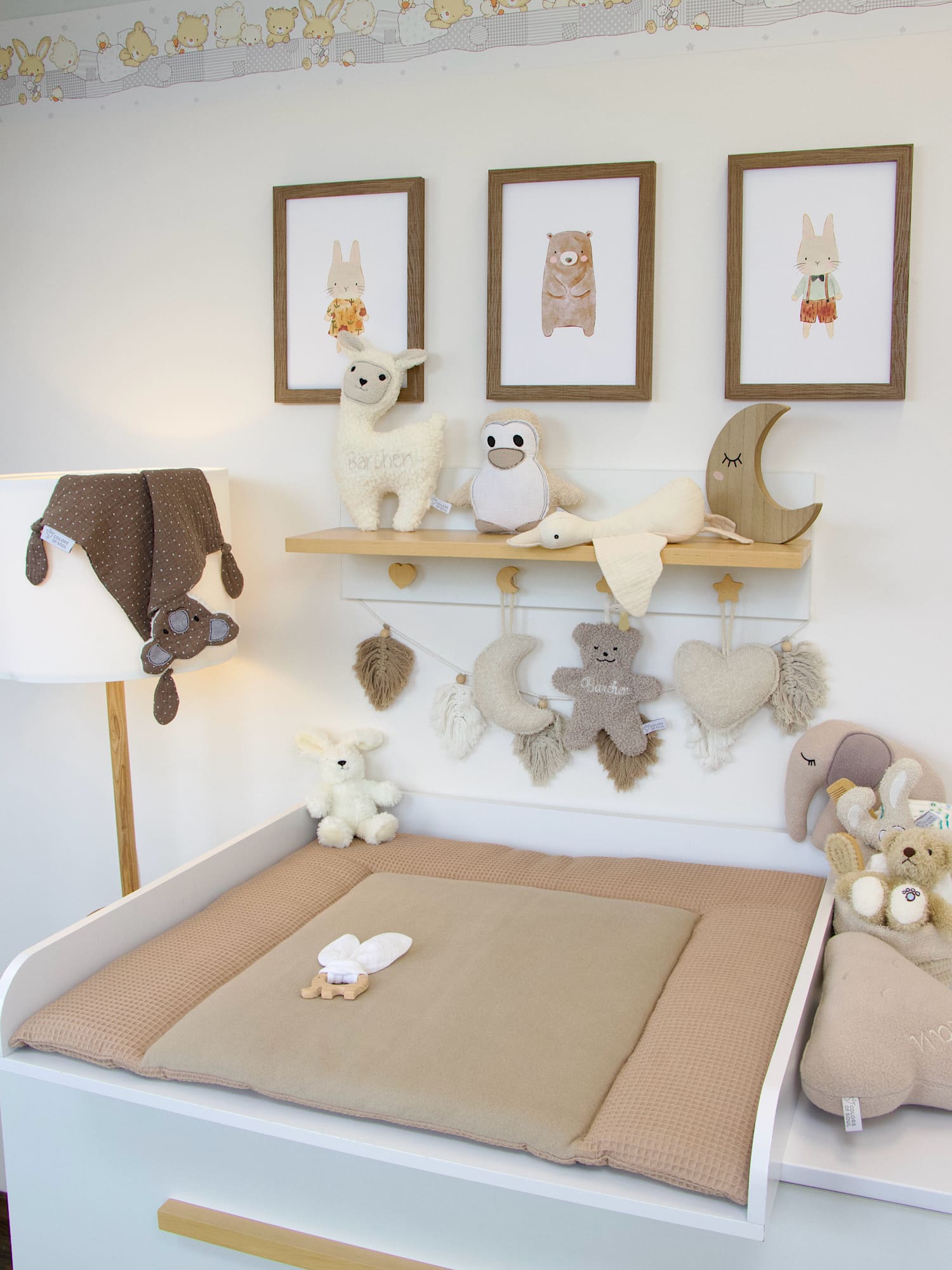 Wickeltischauflage - Waffelpique camel / Baumwollfleece dunkelbeige