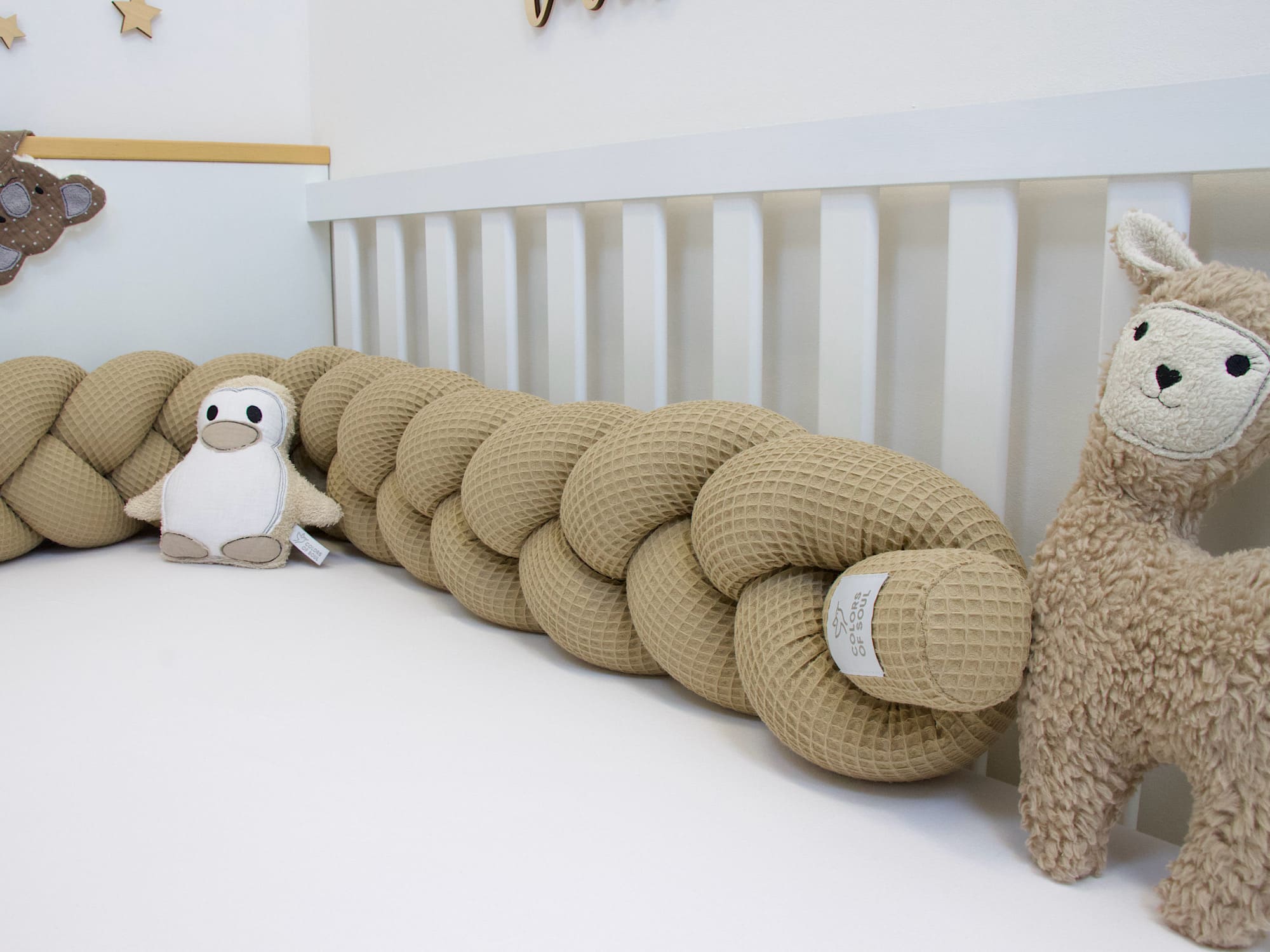 Geflochtene Bettschlange: Waffelpique dunkelbeige