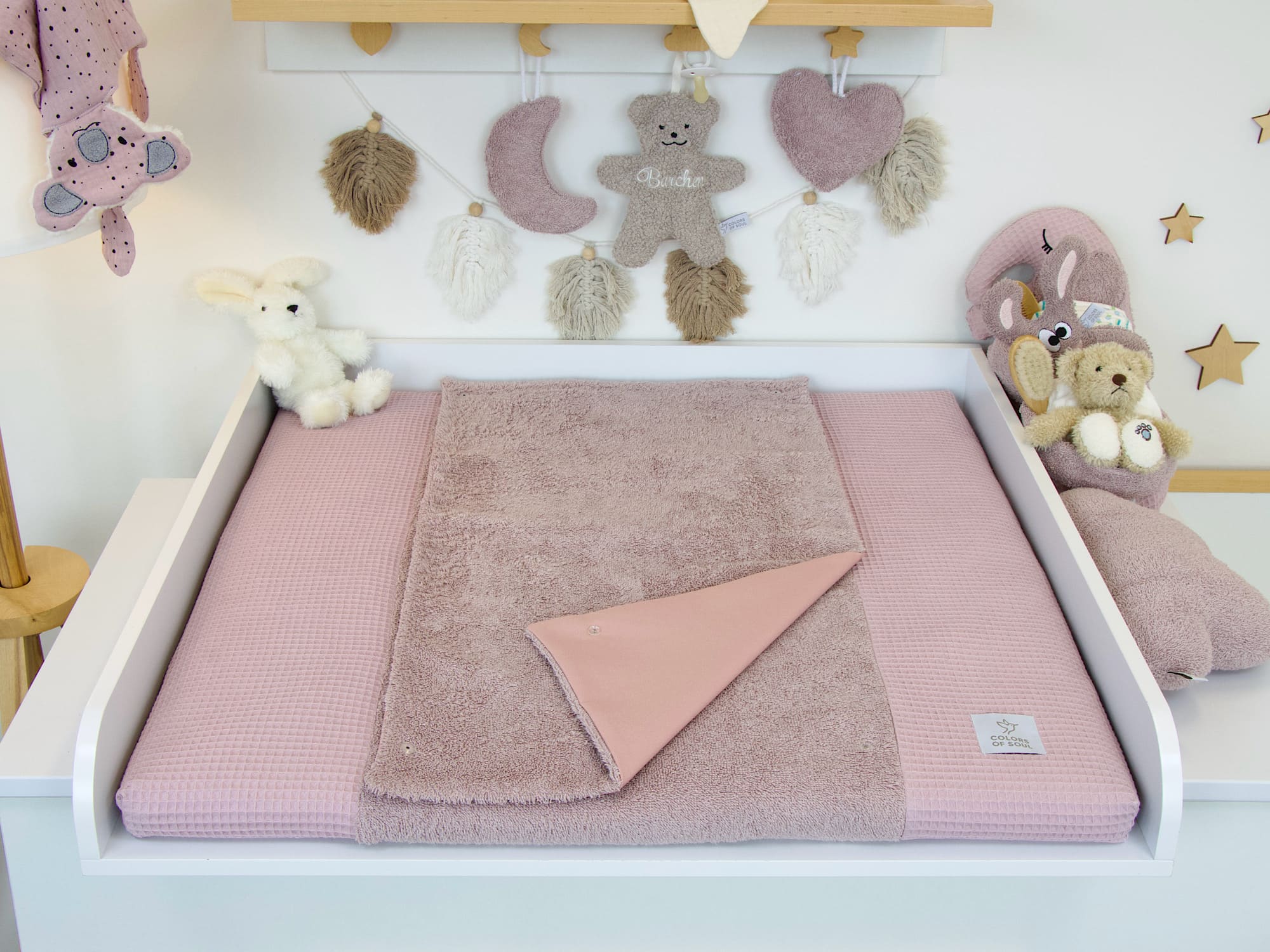 Wickelauflage mit Inlett in Altrosa – weich & liebevoll handmade