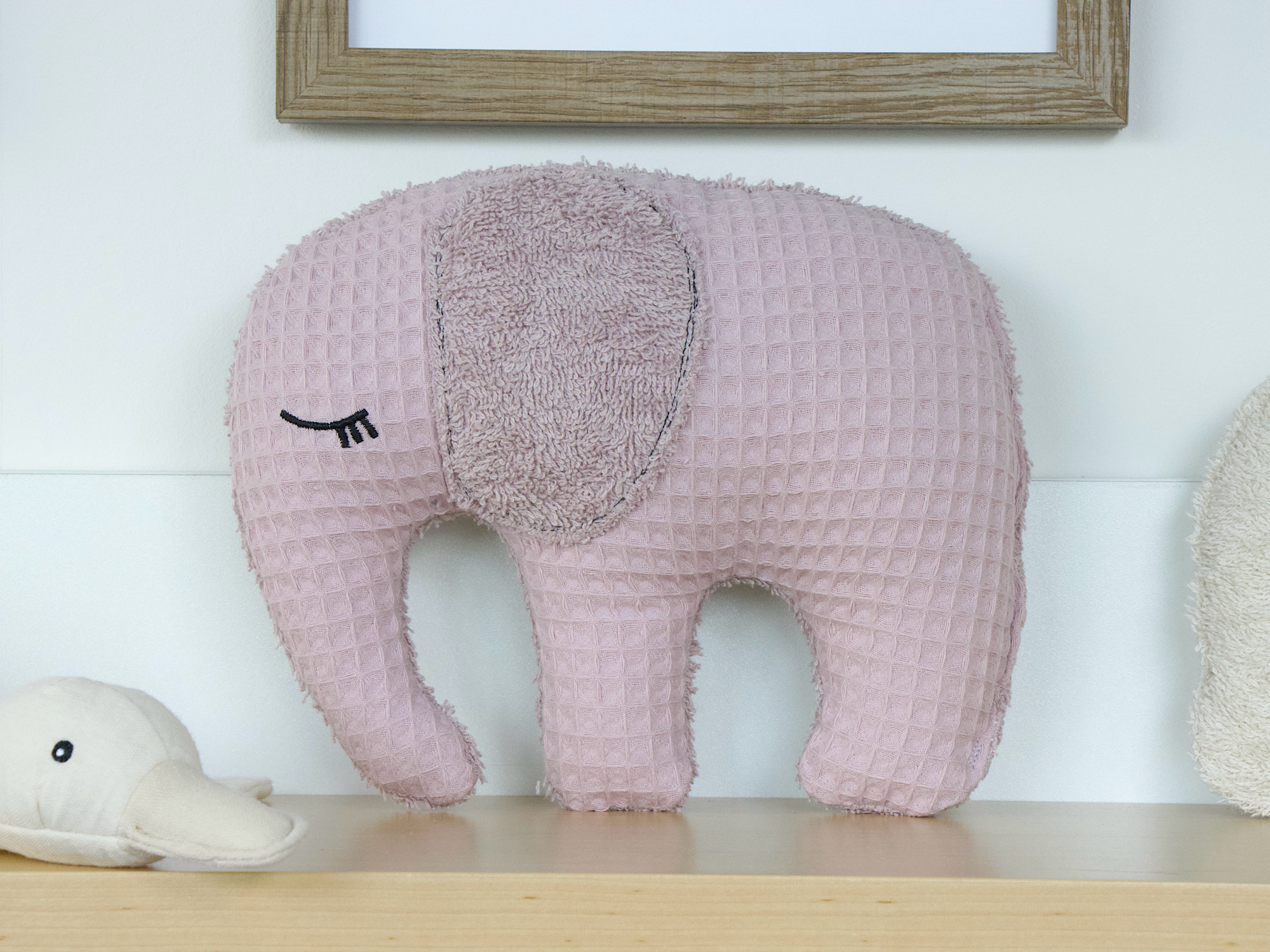Kuscheltier Elefant - Waffelpique altrosa / Frottee altrosa
