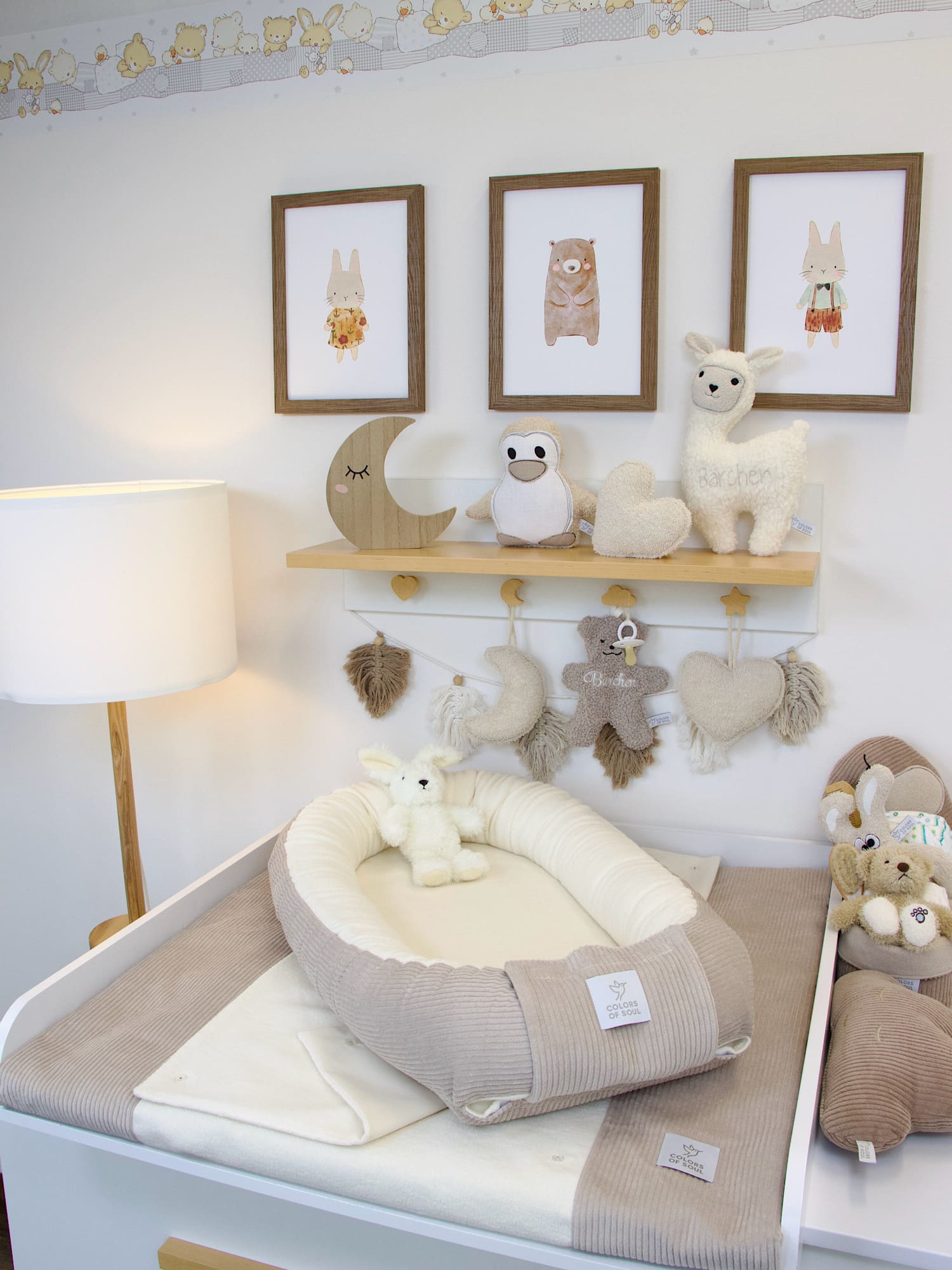 3-er SET - Wickelauflage, Babynestchen, Bettschlange - Cord hellbeige / Baumwollfleece creme