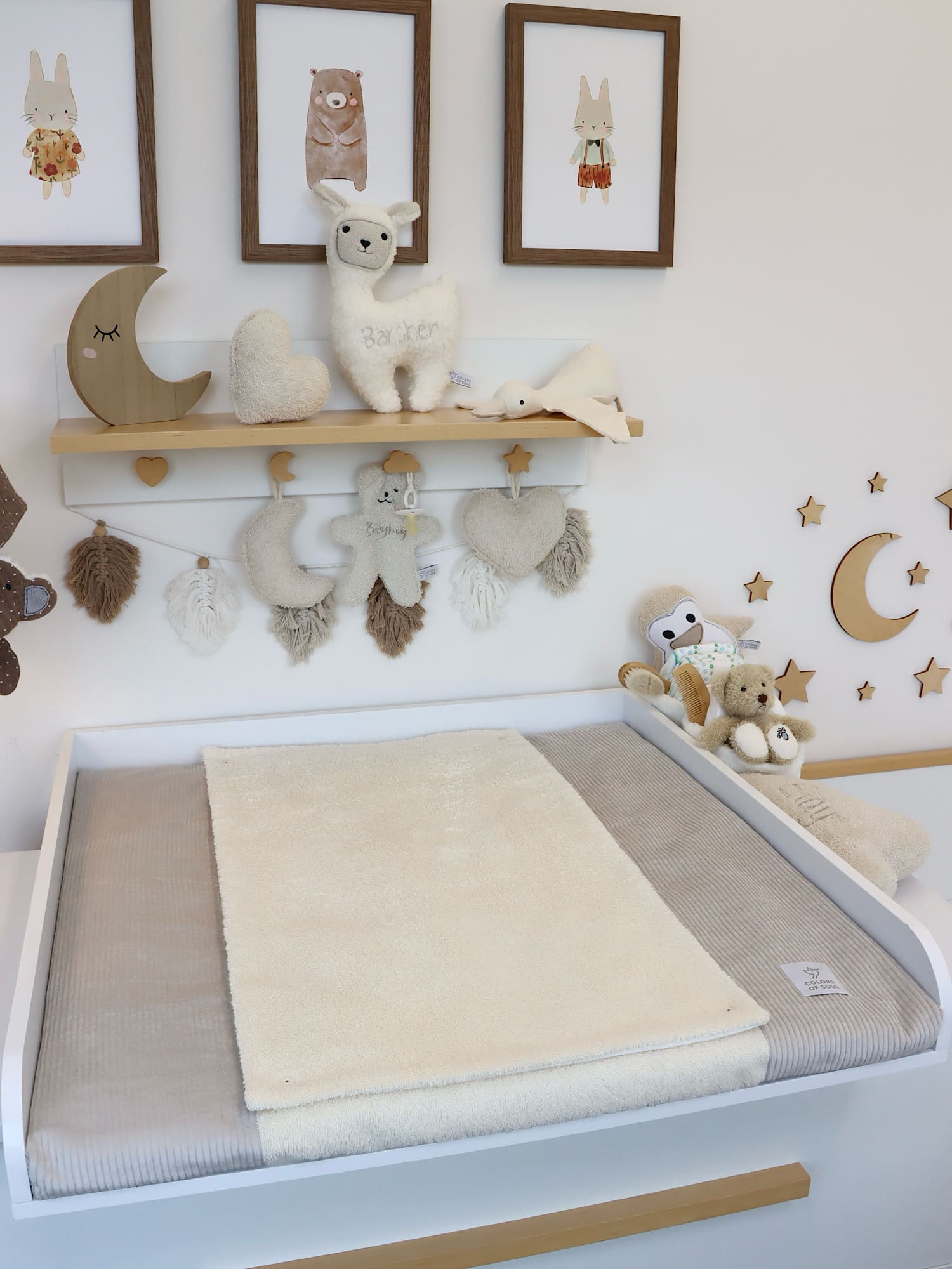 Wickelauflage mit abnehmbaren Bezug – Cord Hellbeige / Frottee Hellbeige