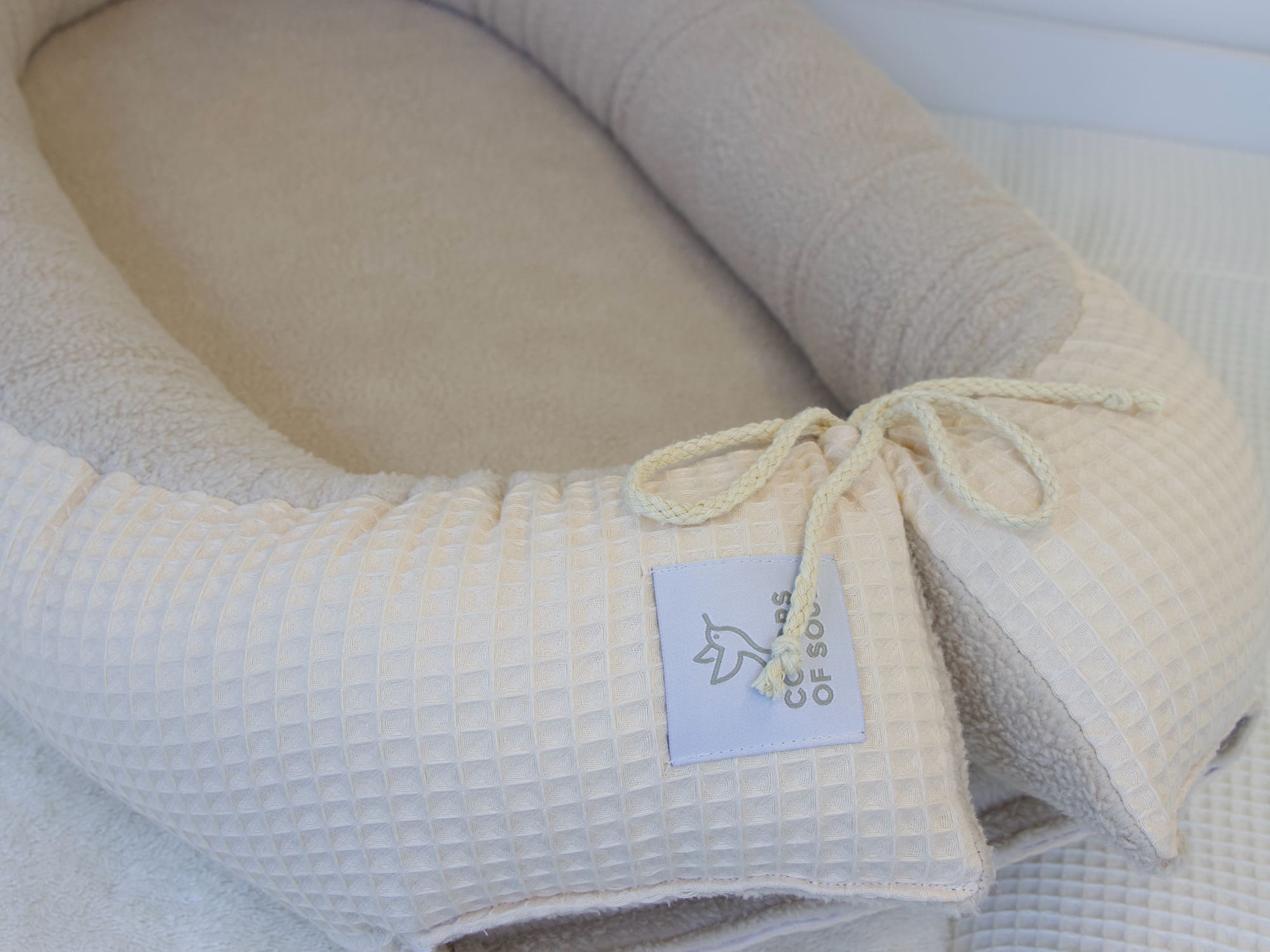 Babynestchen - Waffelpique hellbeige / Baumwollfleece beige