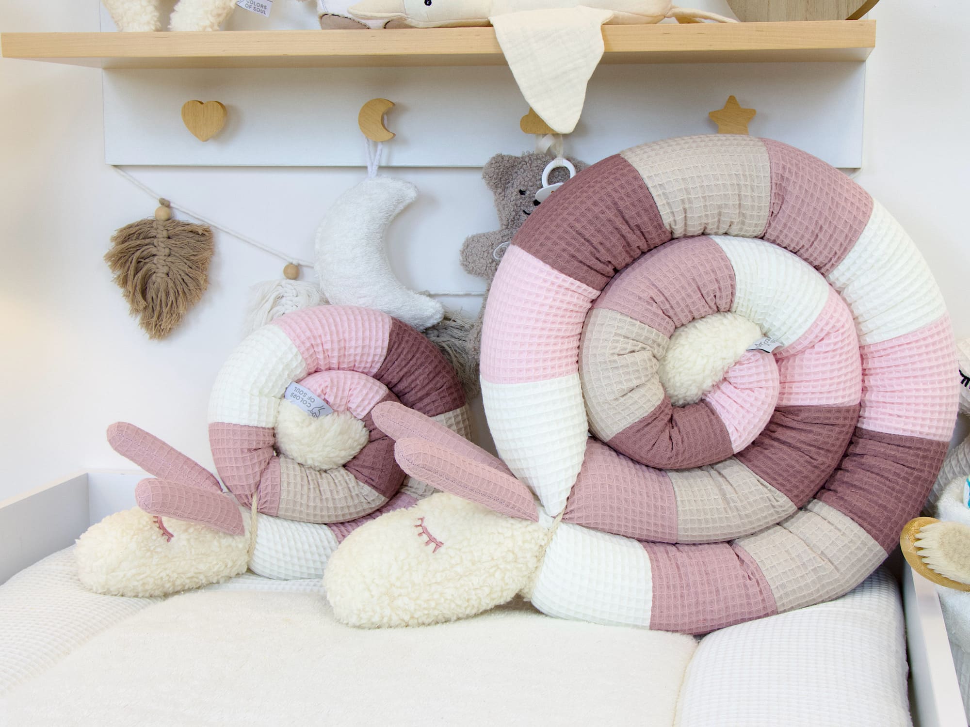 Personalisierte Puckschnecke: Waffelpique creme, altrosa, beige, alt malve, hellrosa