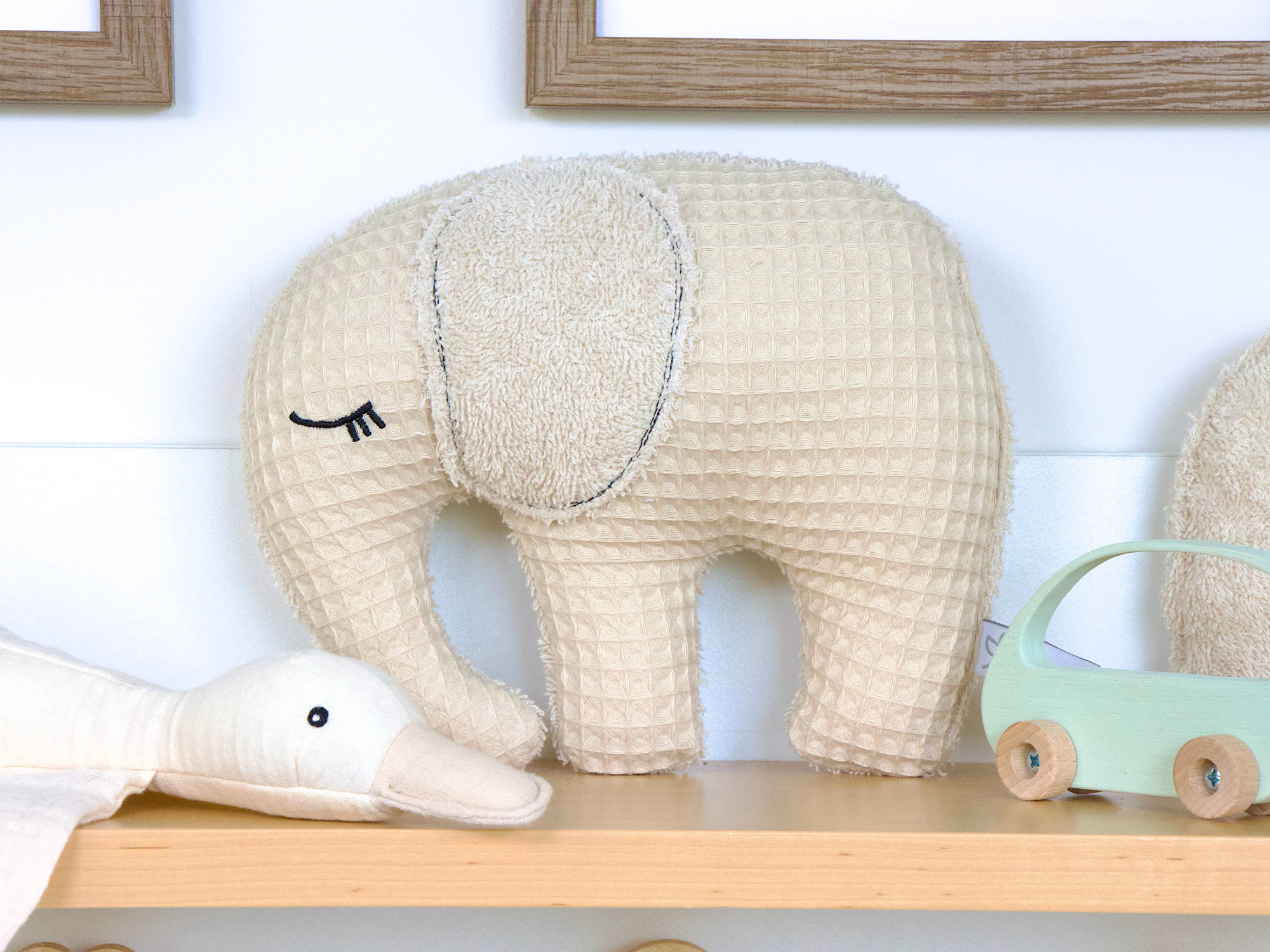 Kuscheltier Elefant - Waffelpique light sand / Frottee light sand