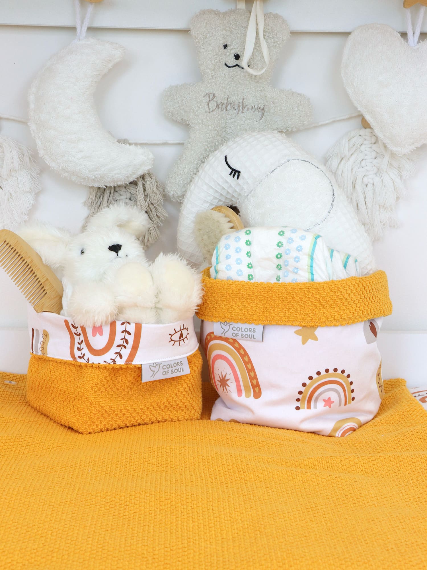 Utensilo - Baby boho Regenbogen / Waffelpique BeBe gelb