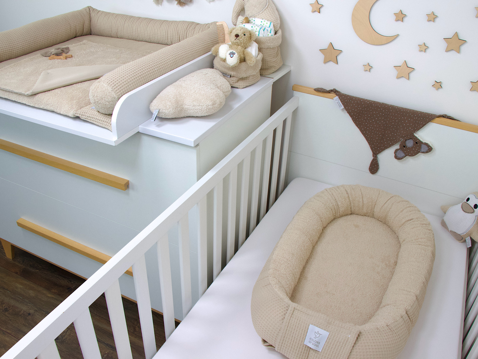 Babynestchen Waffelpique beige / Frottee beige