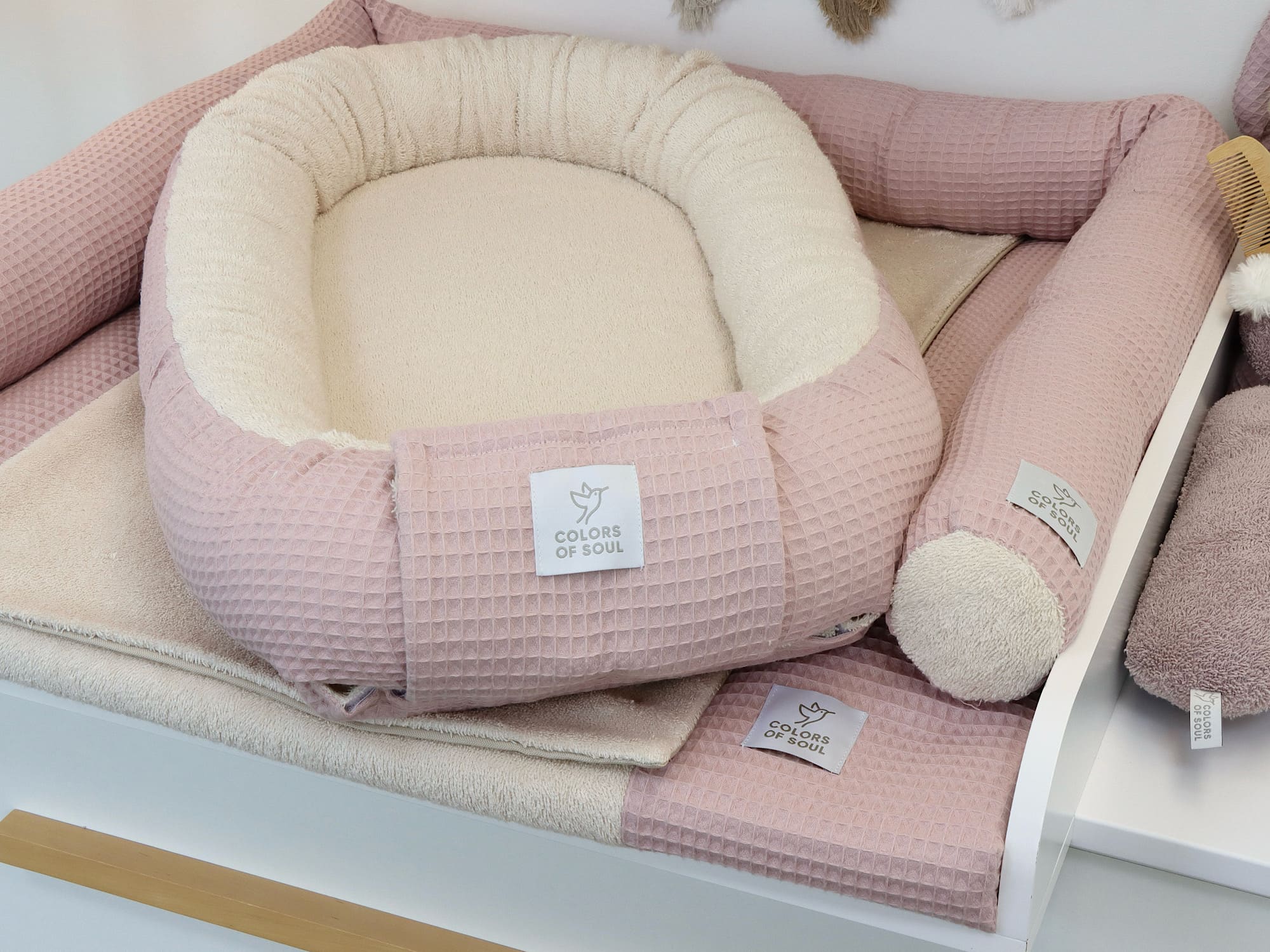Babynestchen - Frottee Light Sand / Waffelpique Altrosa