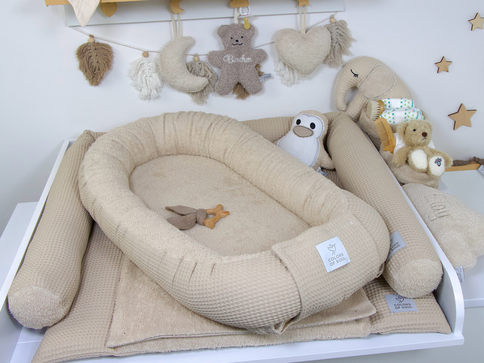 Babynestchen Waffelpique beige / Frottee beige