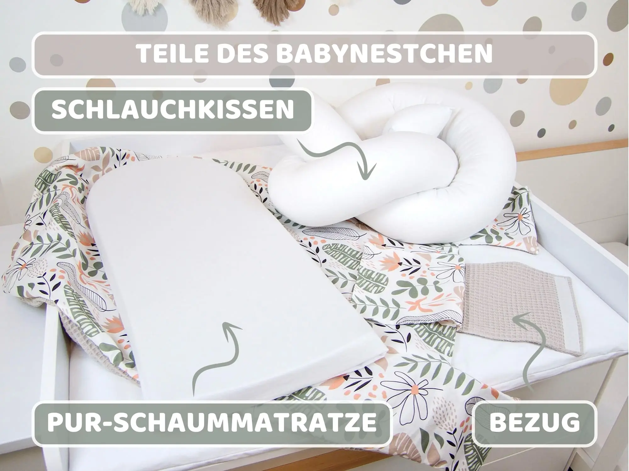 Babynest Cord mint und Waldfreunde
