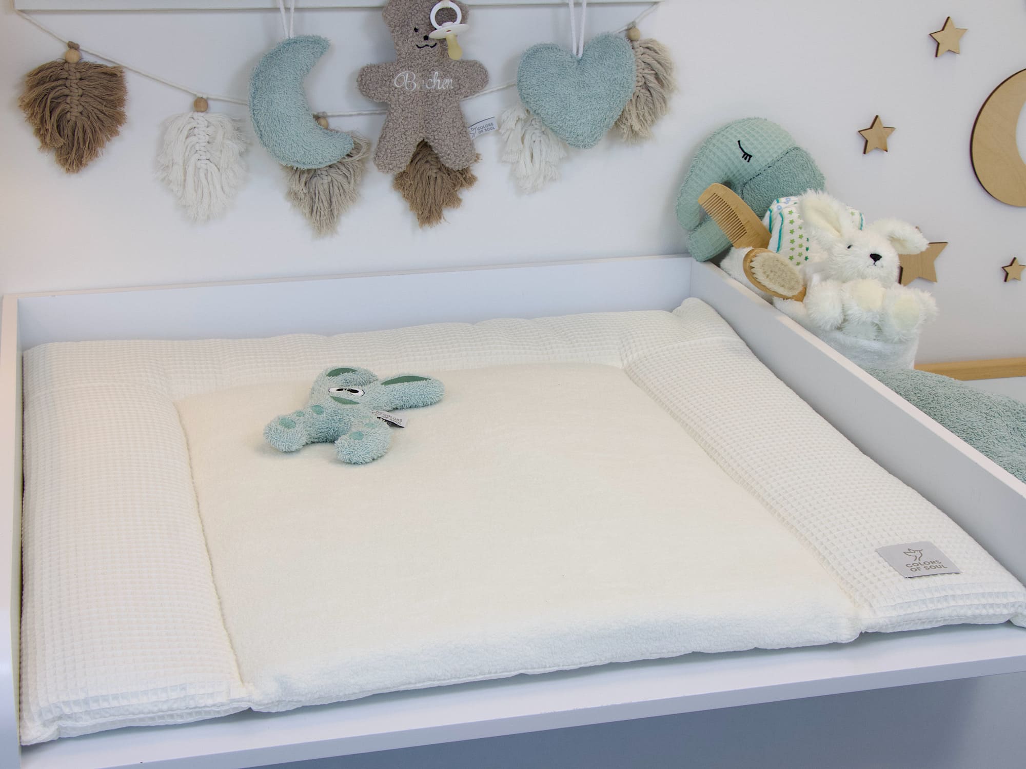 Wickelauflage Waffelpique creme / Baumwollfleece creme