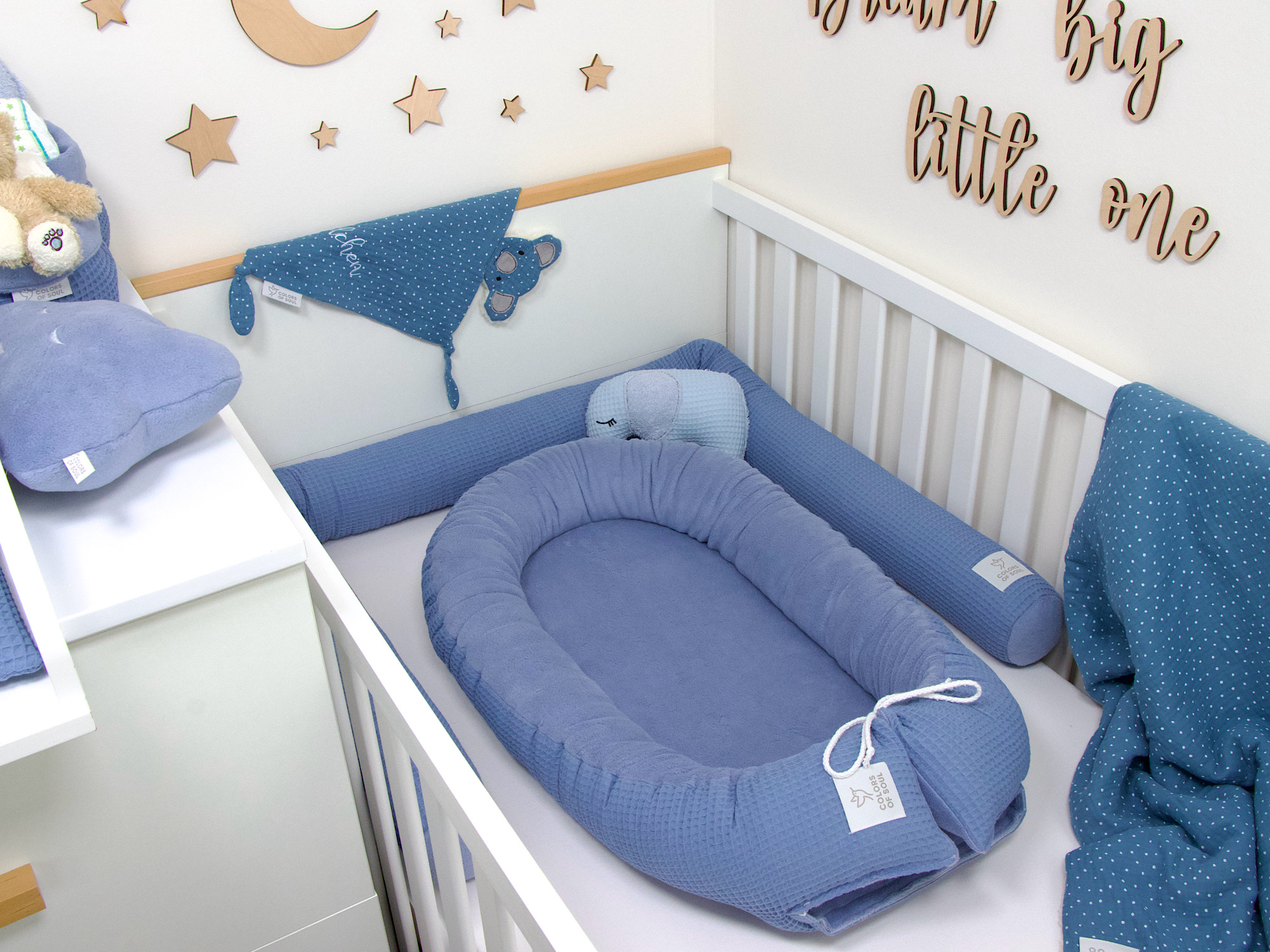 Babynest - Waffelpique blau / Baumwollfleece himmelblau