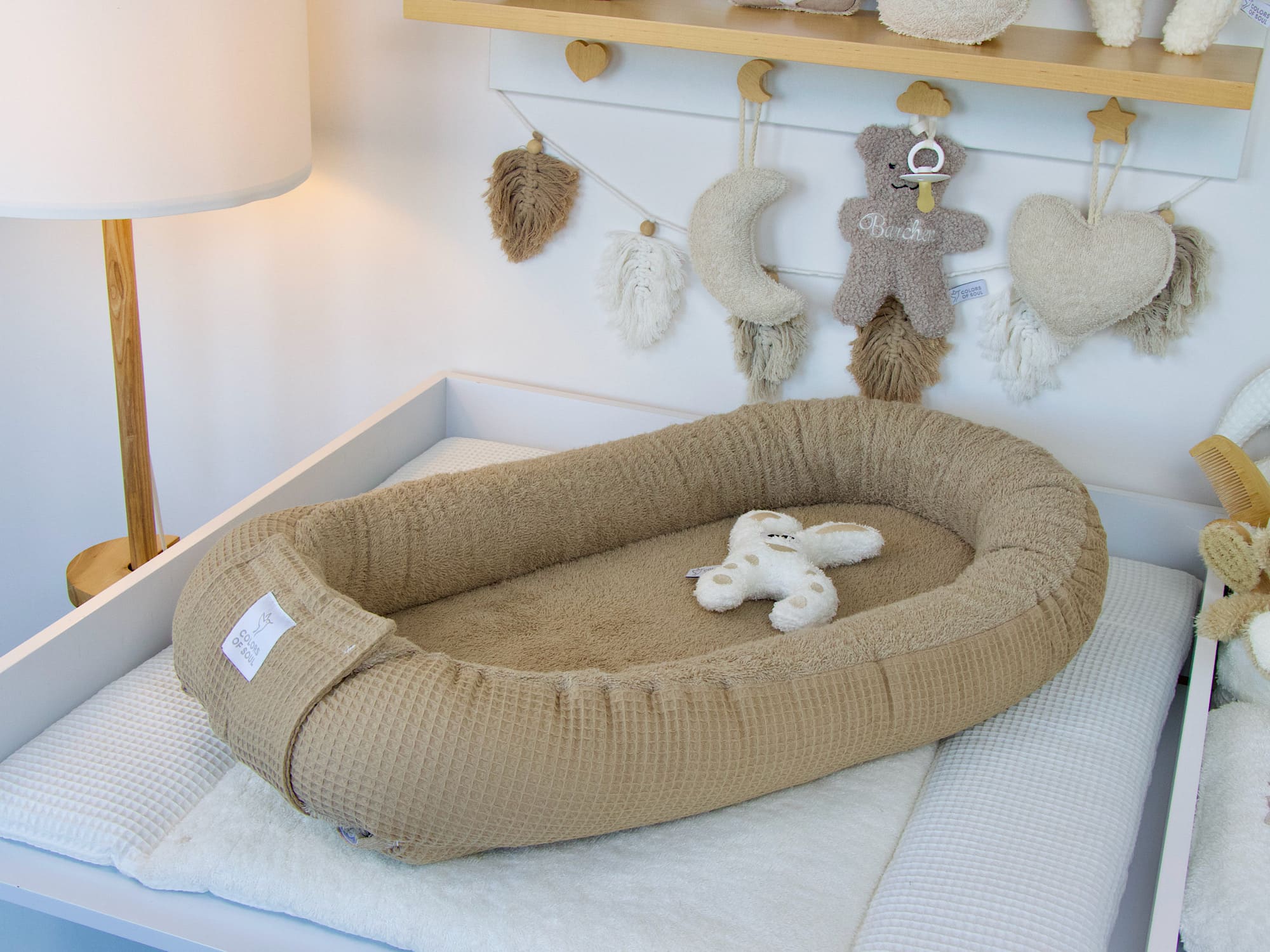 Babynestchen - Waffelpique dunkelbeige / Frottee dunkelbeige