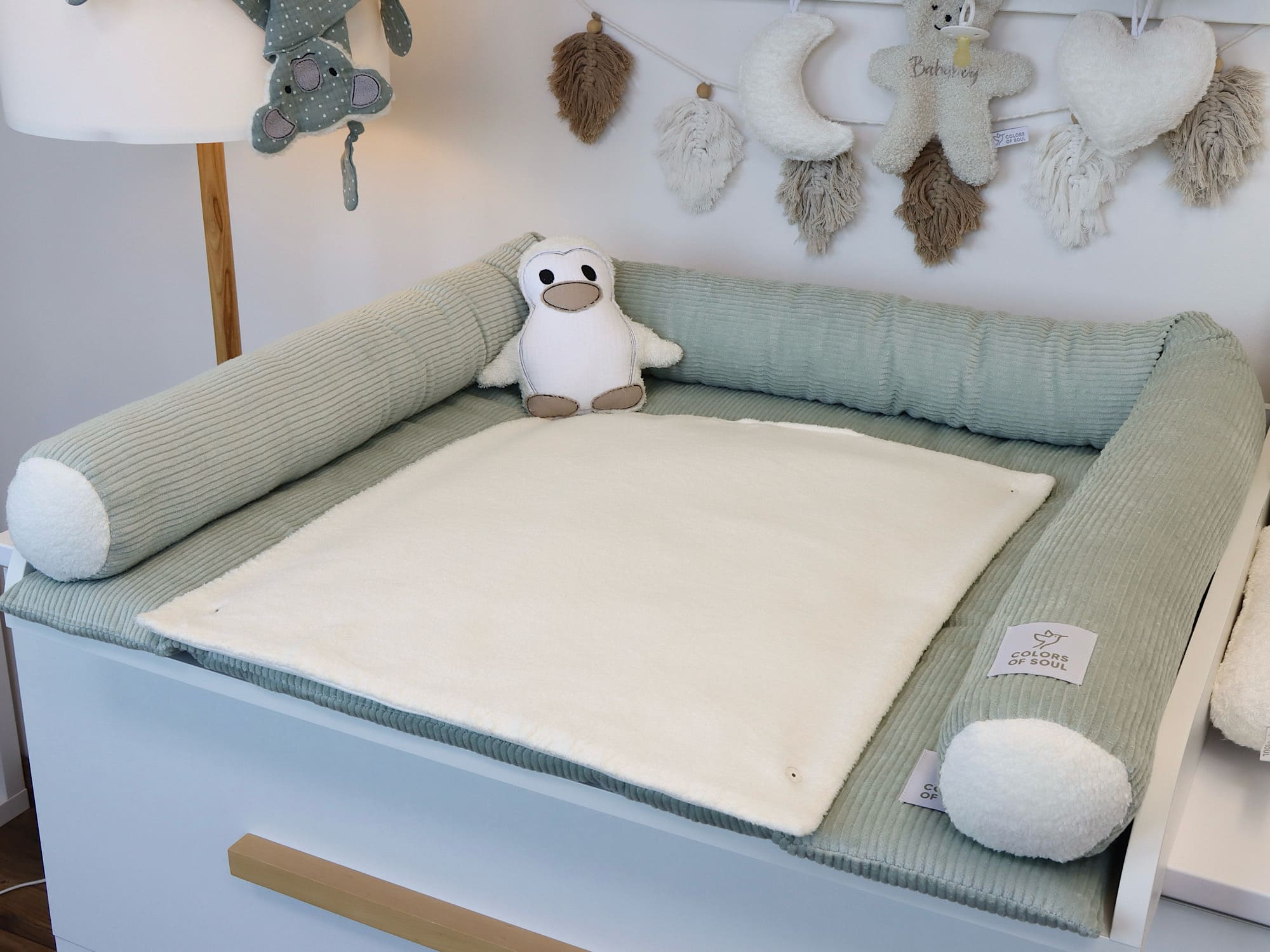 Wickelauflage mit Umrandung - Cord Mint