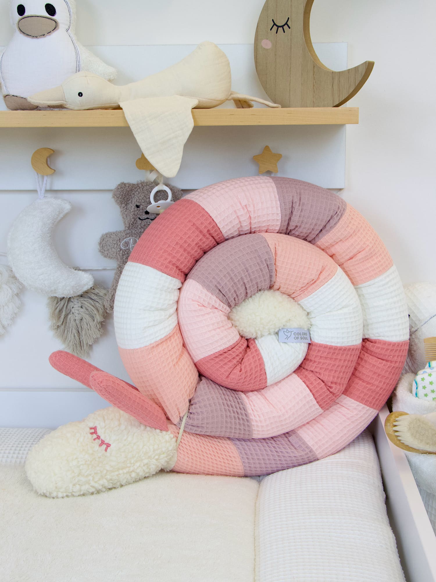 Personalisierte Bettschnecke: Waffelpique - aprikose, altrosa, hellrosa, blush, creme