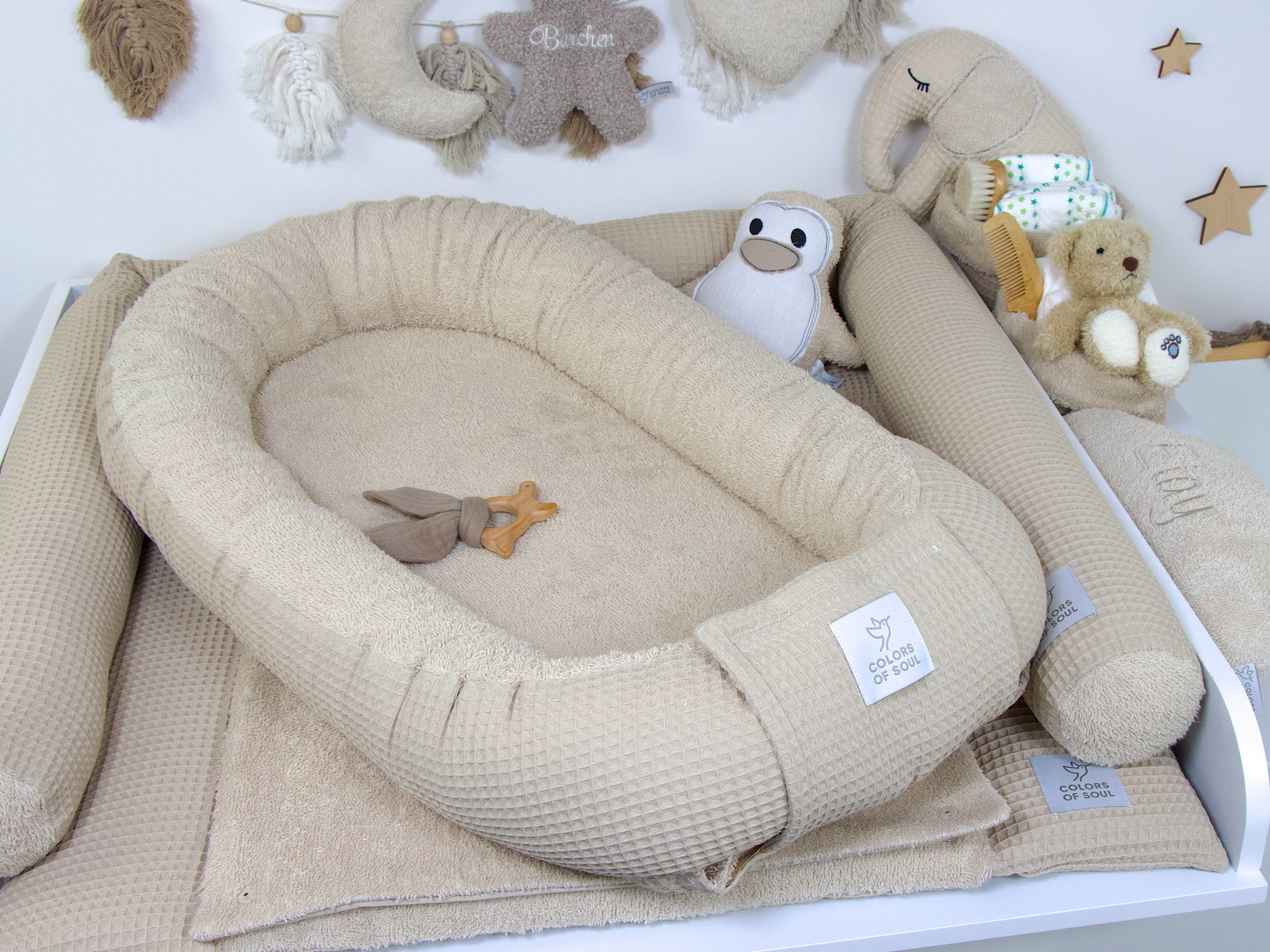 Babynestchen Waffelpique beige / Frottee beige
