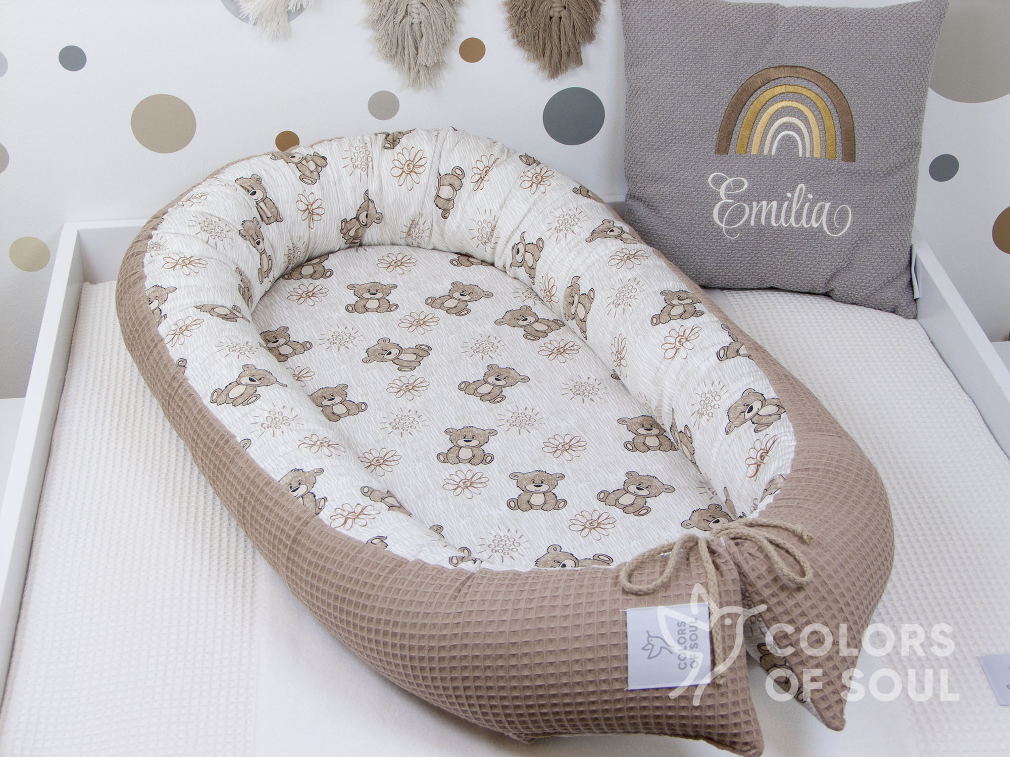 Babynestchen - niedliche Bärchen / Waffelpique camel