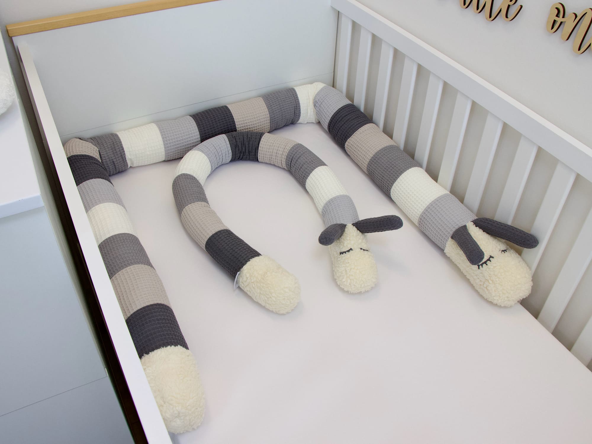 Kinderwagenschlange - hellgrau, creme, grau, beige, steingrau