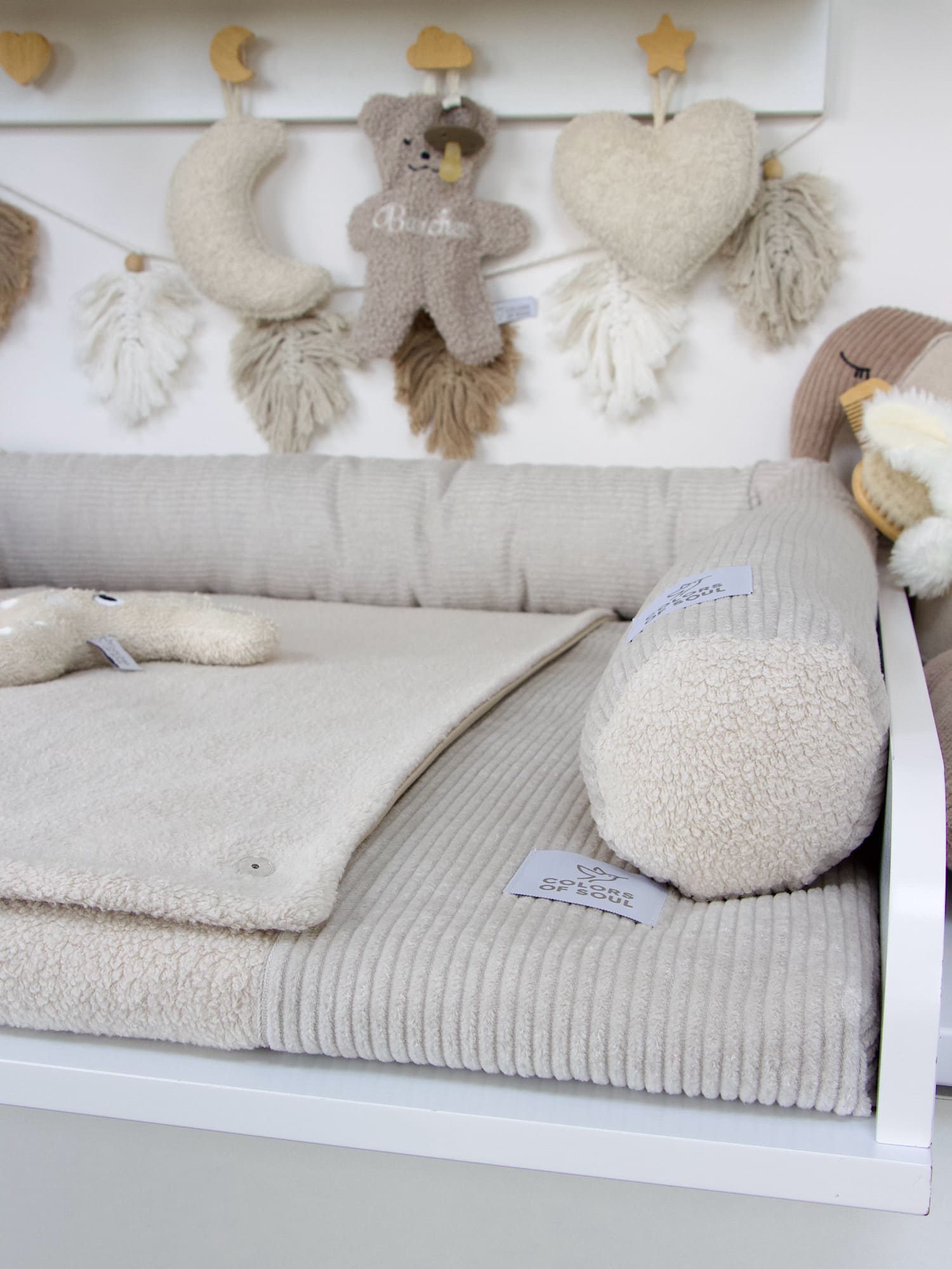 Weiches 2er Wickelset aus Cord und Baumwollfleece in Hellbeige