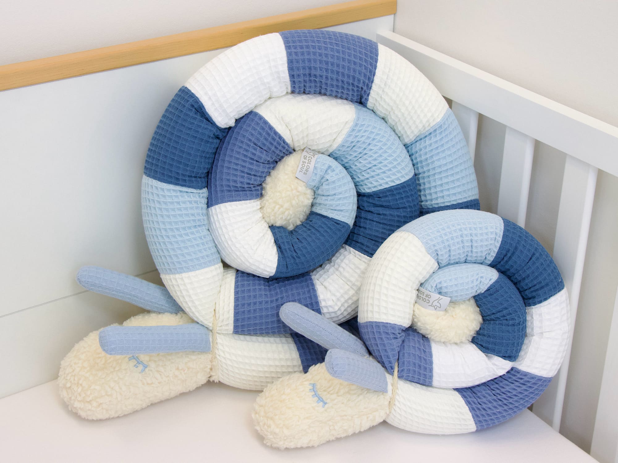 Mini Bettschnecke - creme, blau, weiß, jeansblau, hellblau