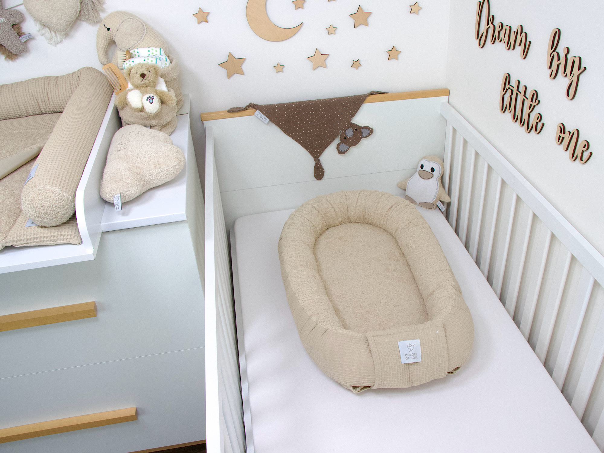Babynestchen Waffelpique beige / Frottee beige
