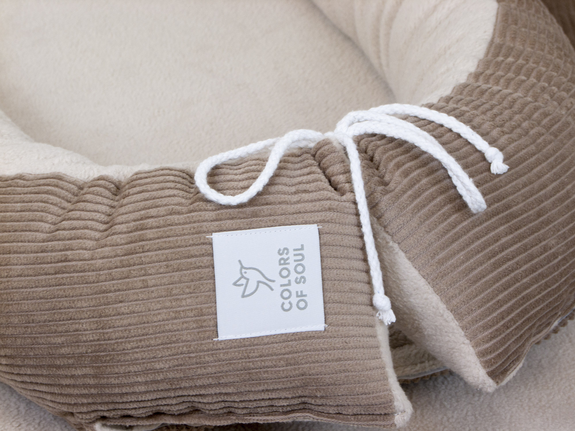 3-er SET - Wickelauflage, Bettschlange, Babynest - Kord camel / Baumwollfleece beige