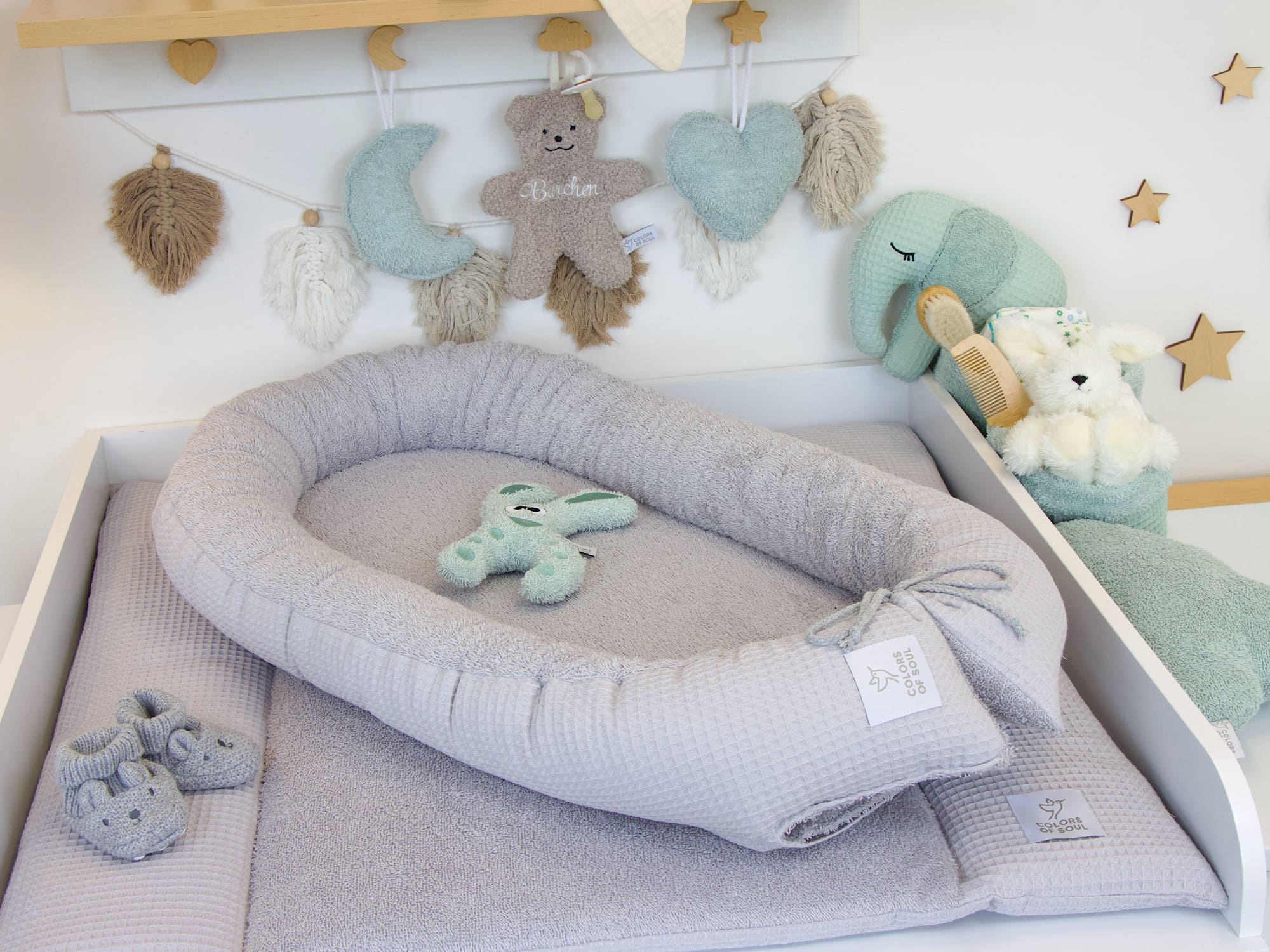 Wickelauflage Set mit Babynestchen - hellgrau