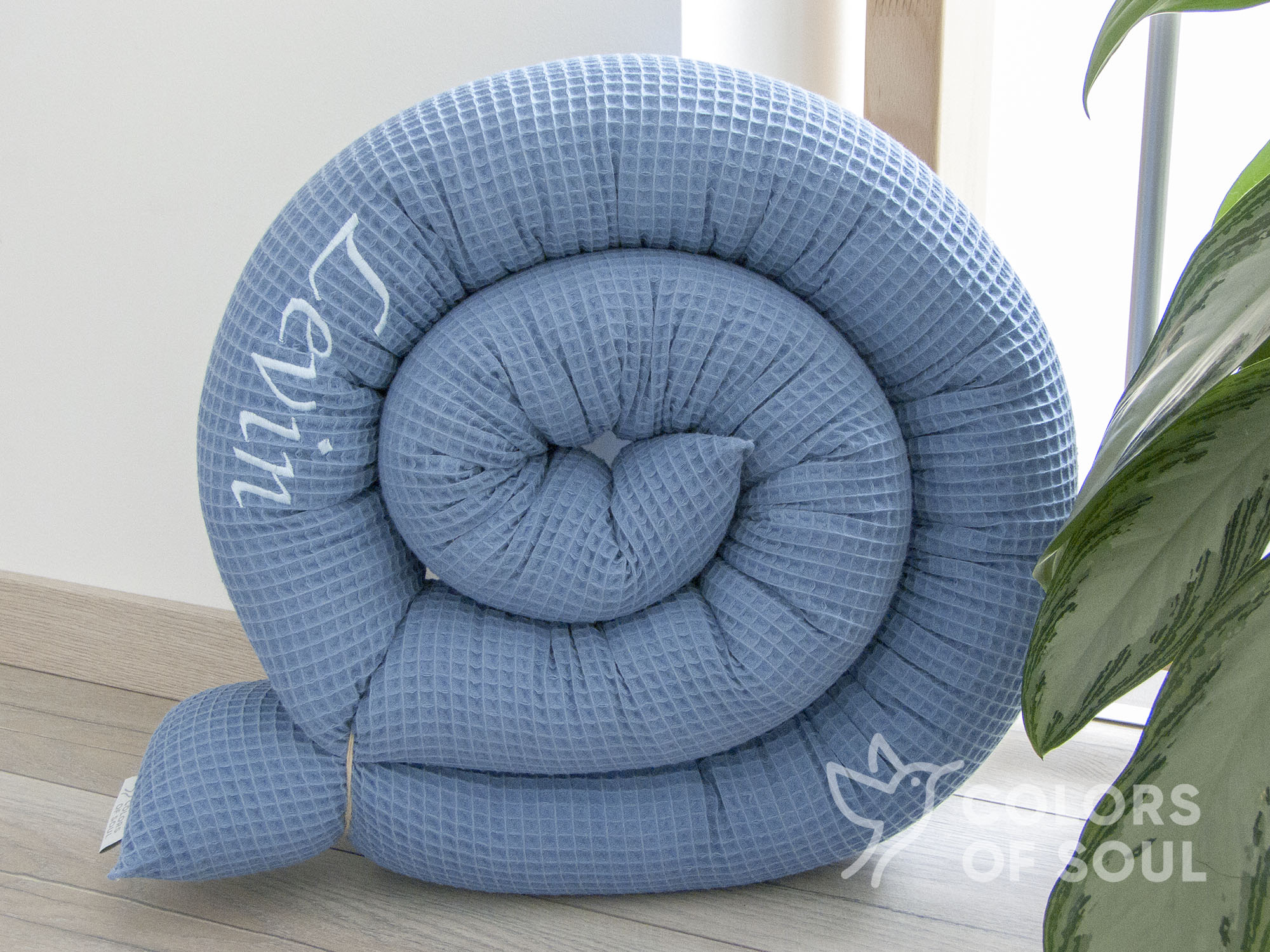 Bettschlange Waffelpique blau