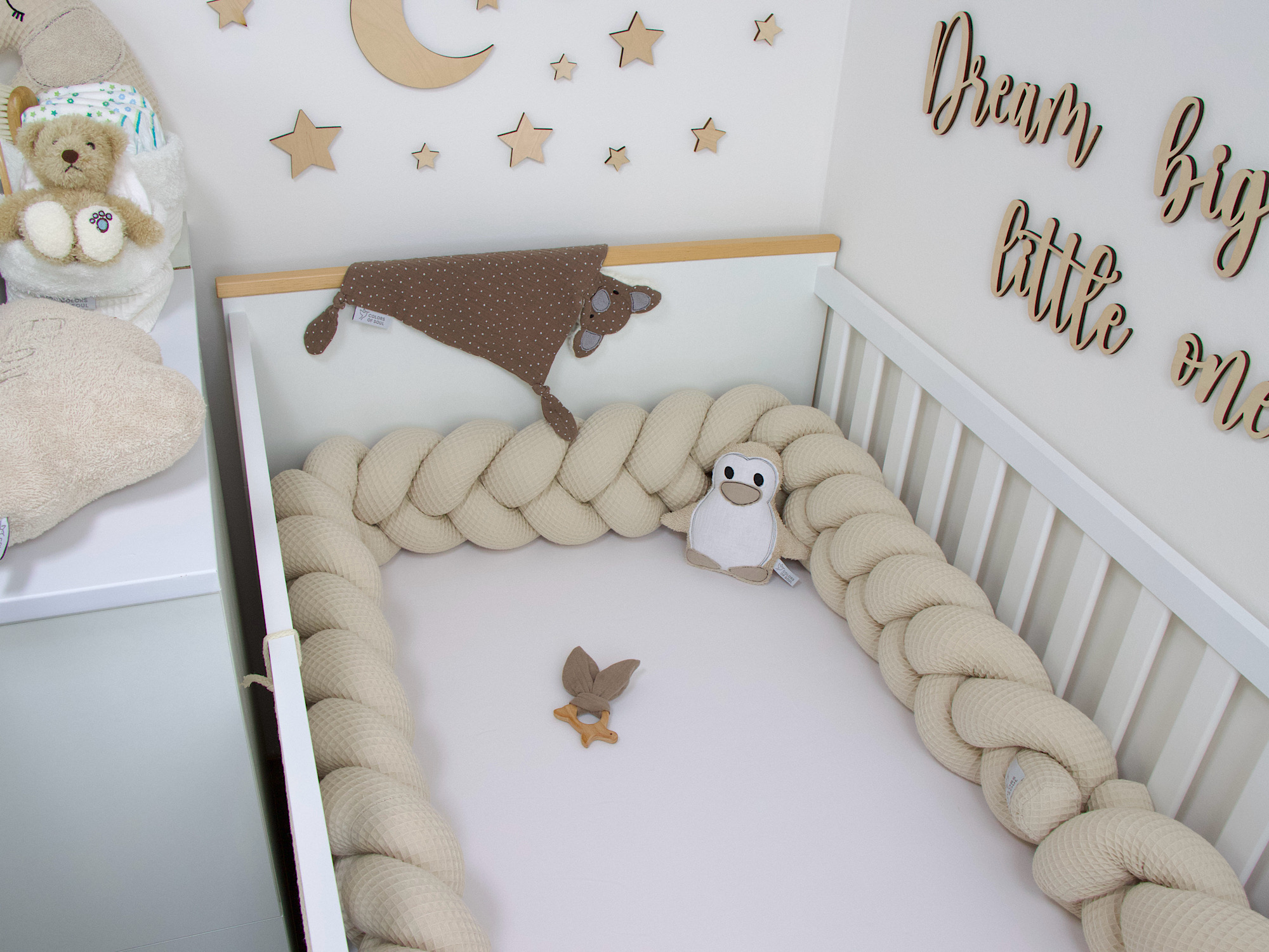 Bettschlange geflochten: Waffelpique light sand
