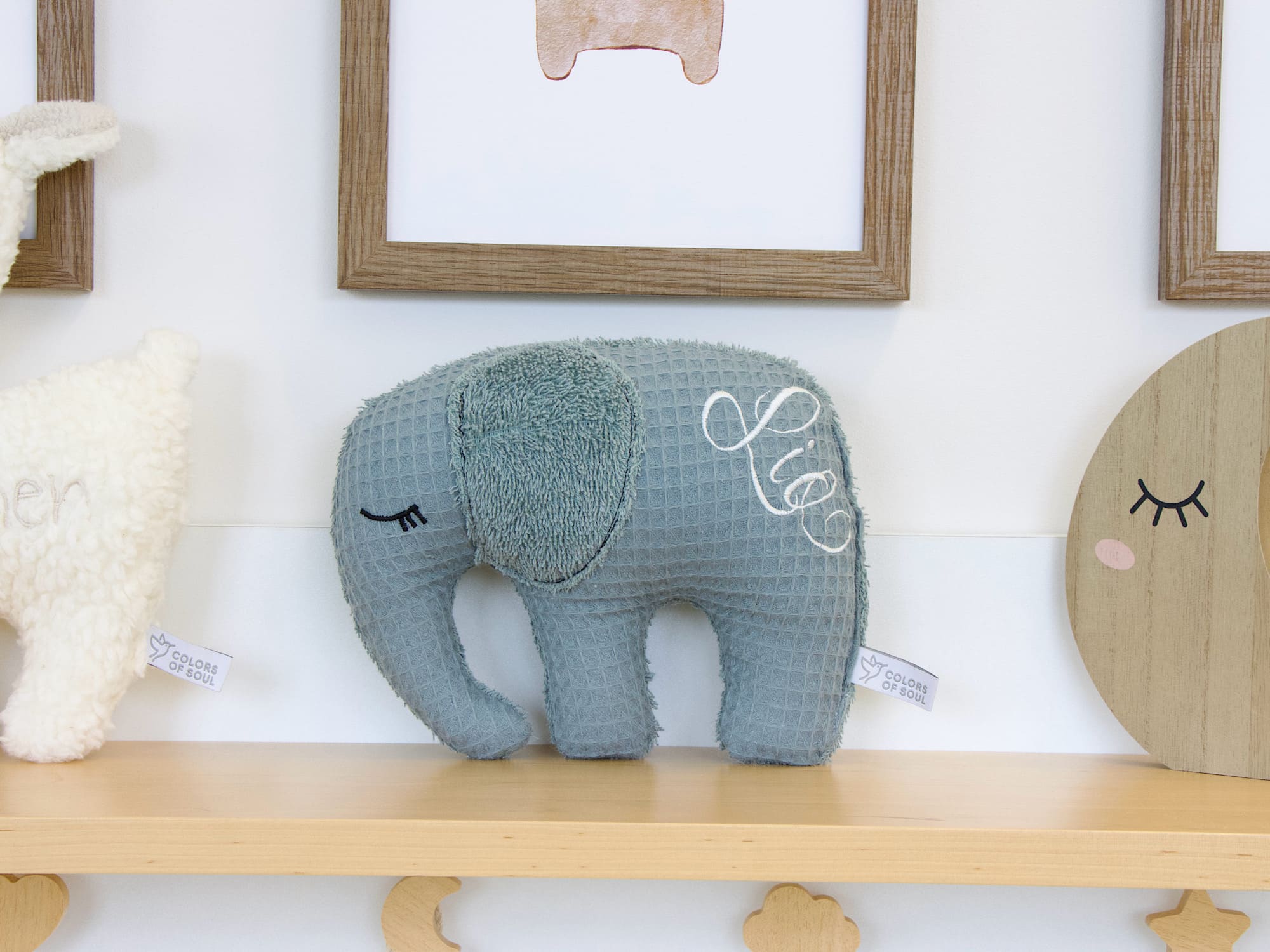 Kuscheltier Elefant handgemacht - Waffelpique und Frottee dusty altmint