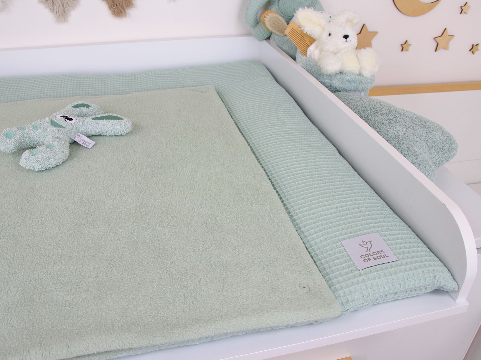 Wickelauflage Waffelpique hellmint / Baumwollfleece hellmint