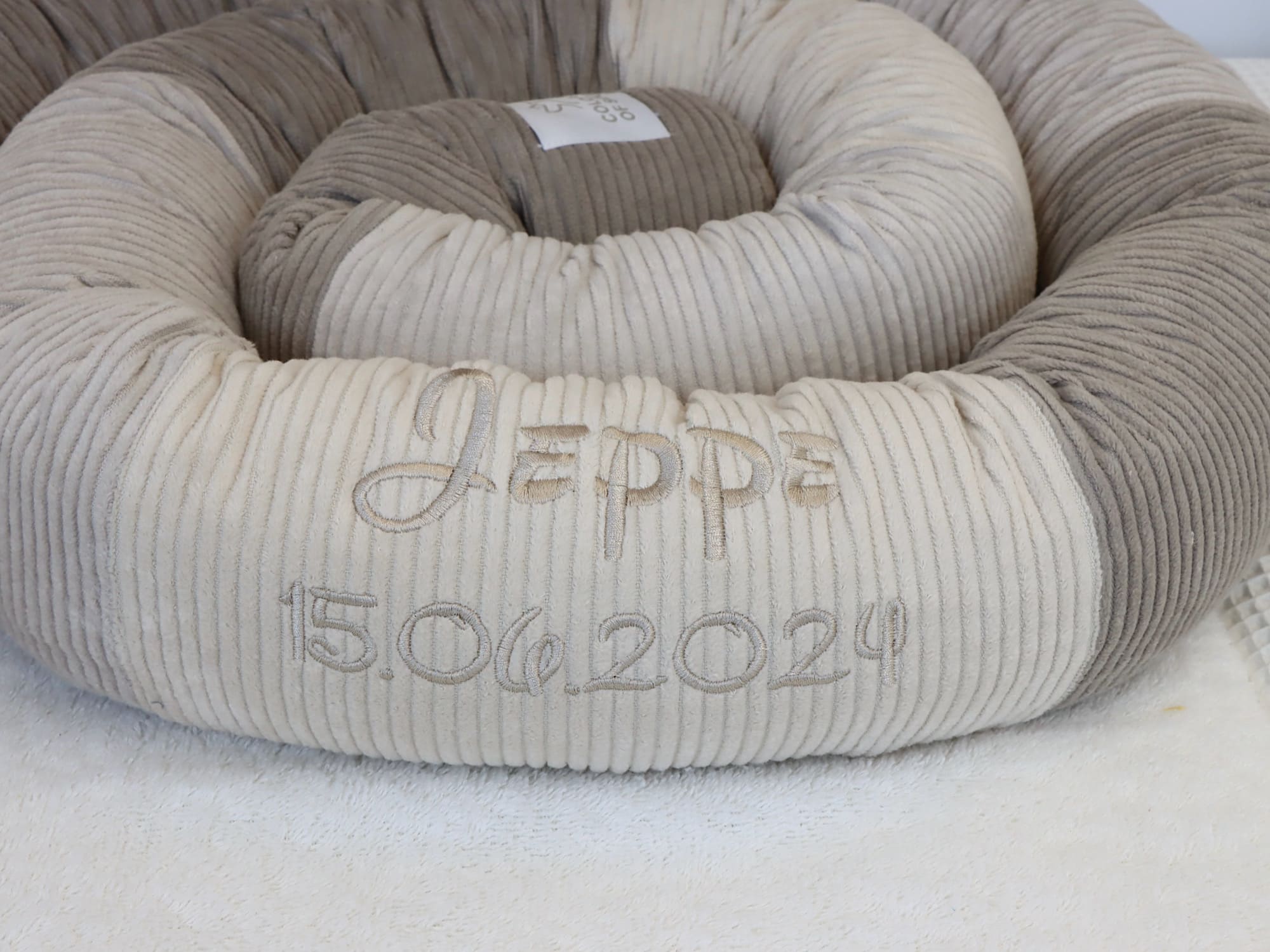 Bettschlange Patchwork Cord sand, hellbeige, beige