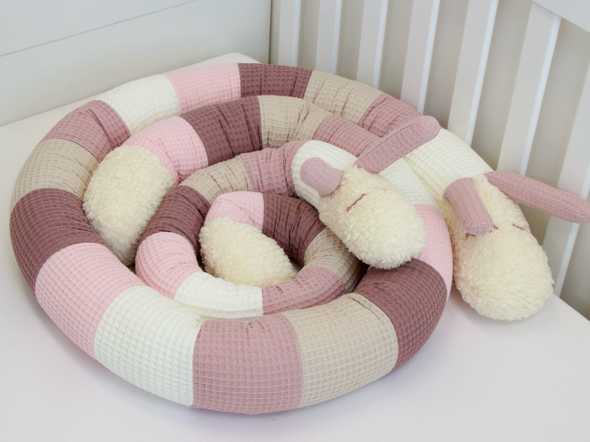 Personalisierte Puckschnecke: Waffelpique creme, altrosa, beige, alt malve, hellrosa