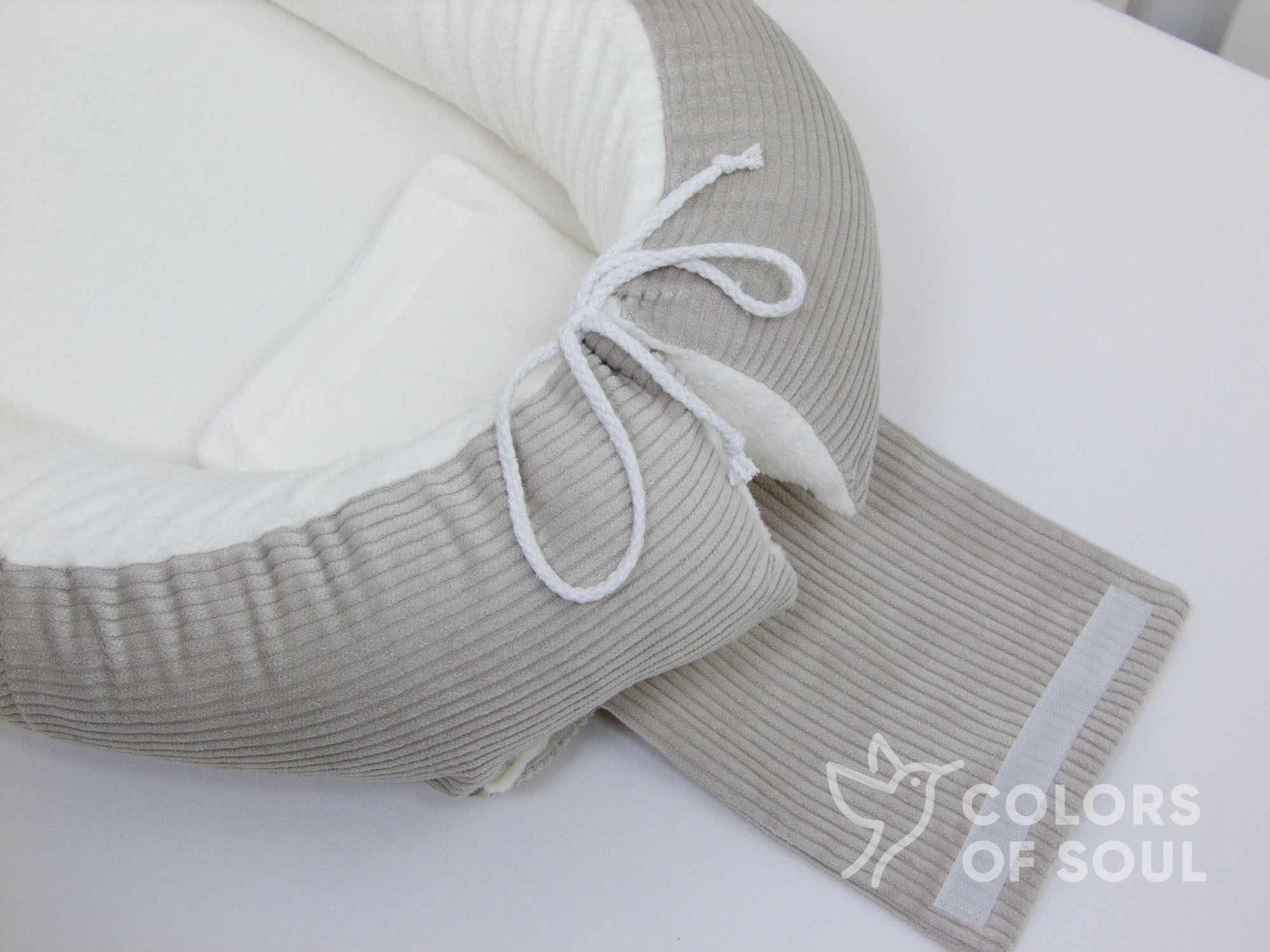 Babynestchen - Cord hellbeige / Baumwollfleece creme