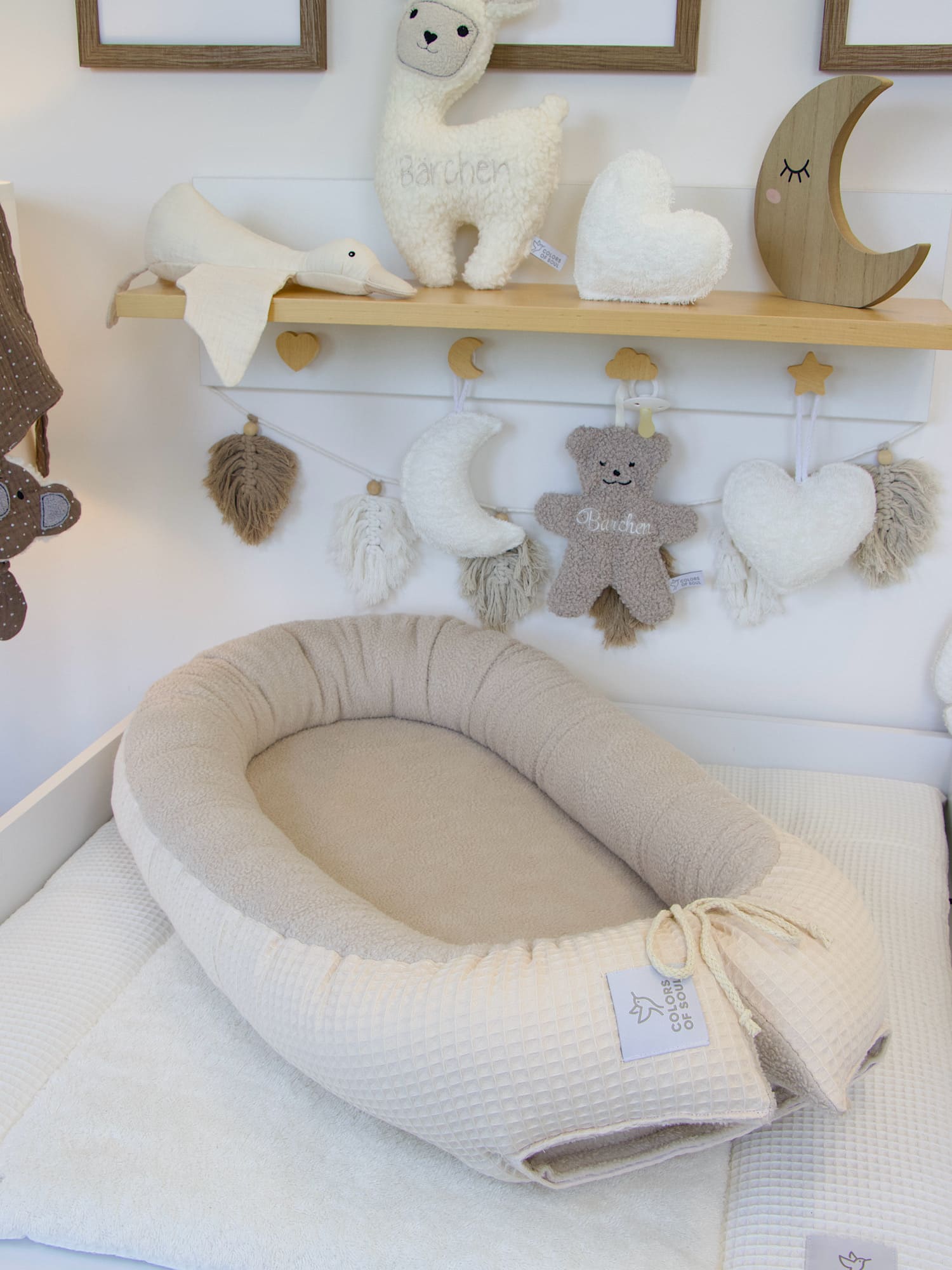 Babynestchen - Waffelpique hellbeige / Baumwollfleece beige