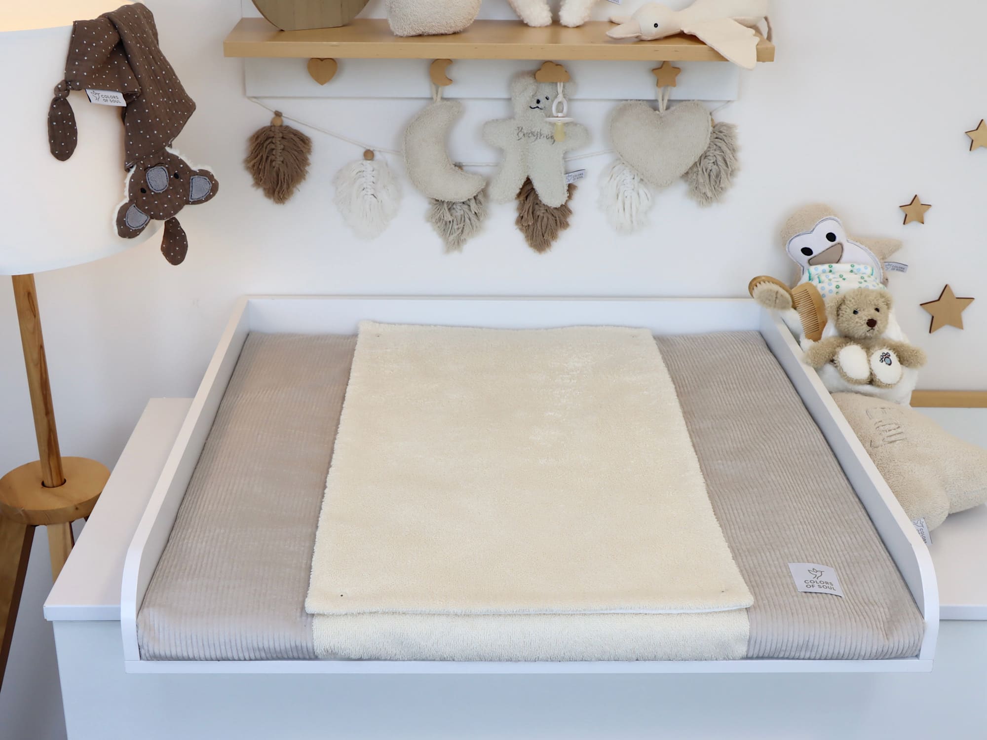Wickelauflage mit abnehmbaren Bezug – Cord Hellbeige / Frottee Hellbeige