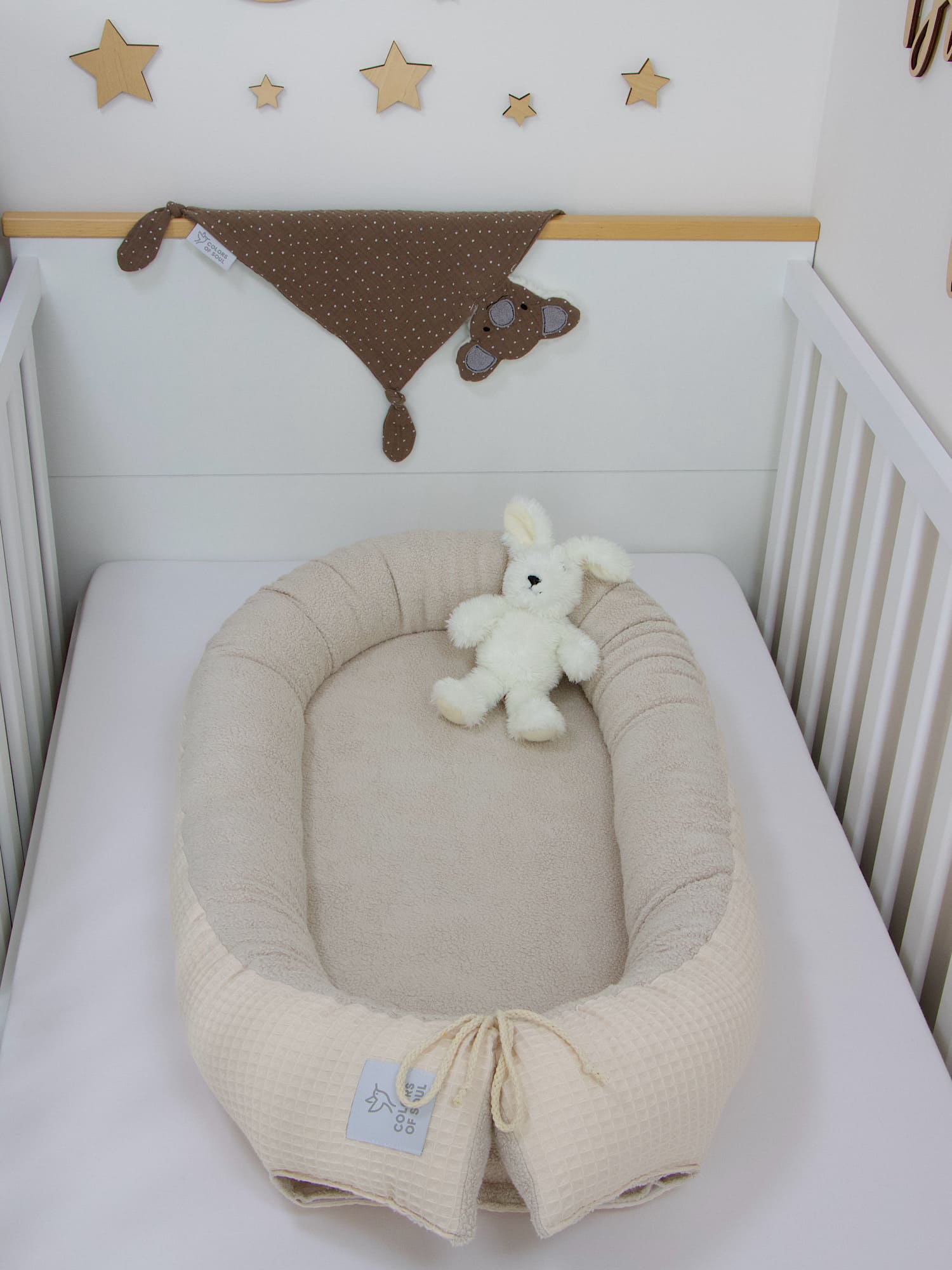 Babynestchen - Waffelpique hellbeige / Baumwollfleece hellbeige