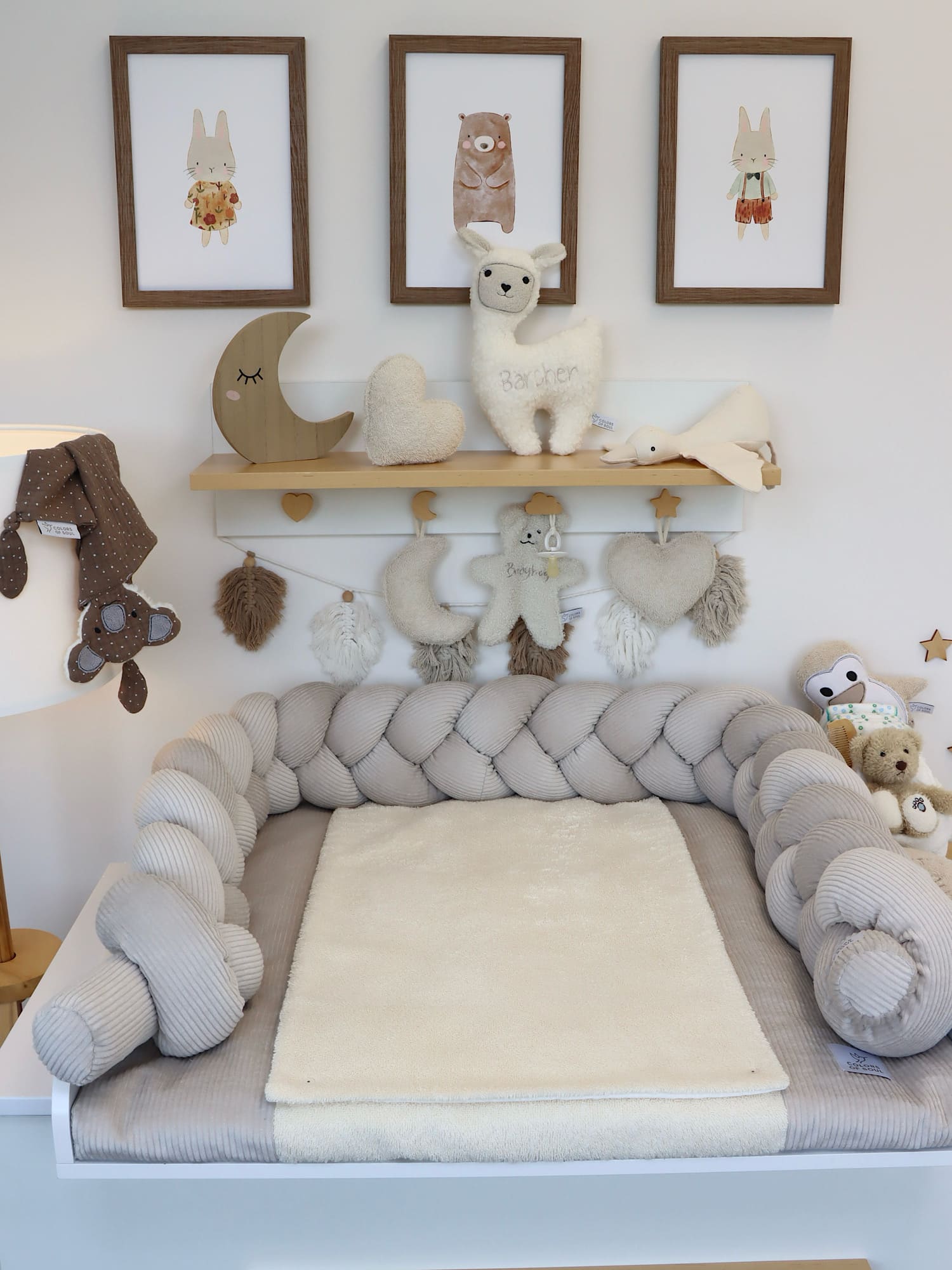Wickelauflage mit geflochtener Umrandung (Bezug) - Cord hellbeige / Frottee hellbeige