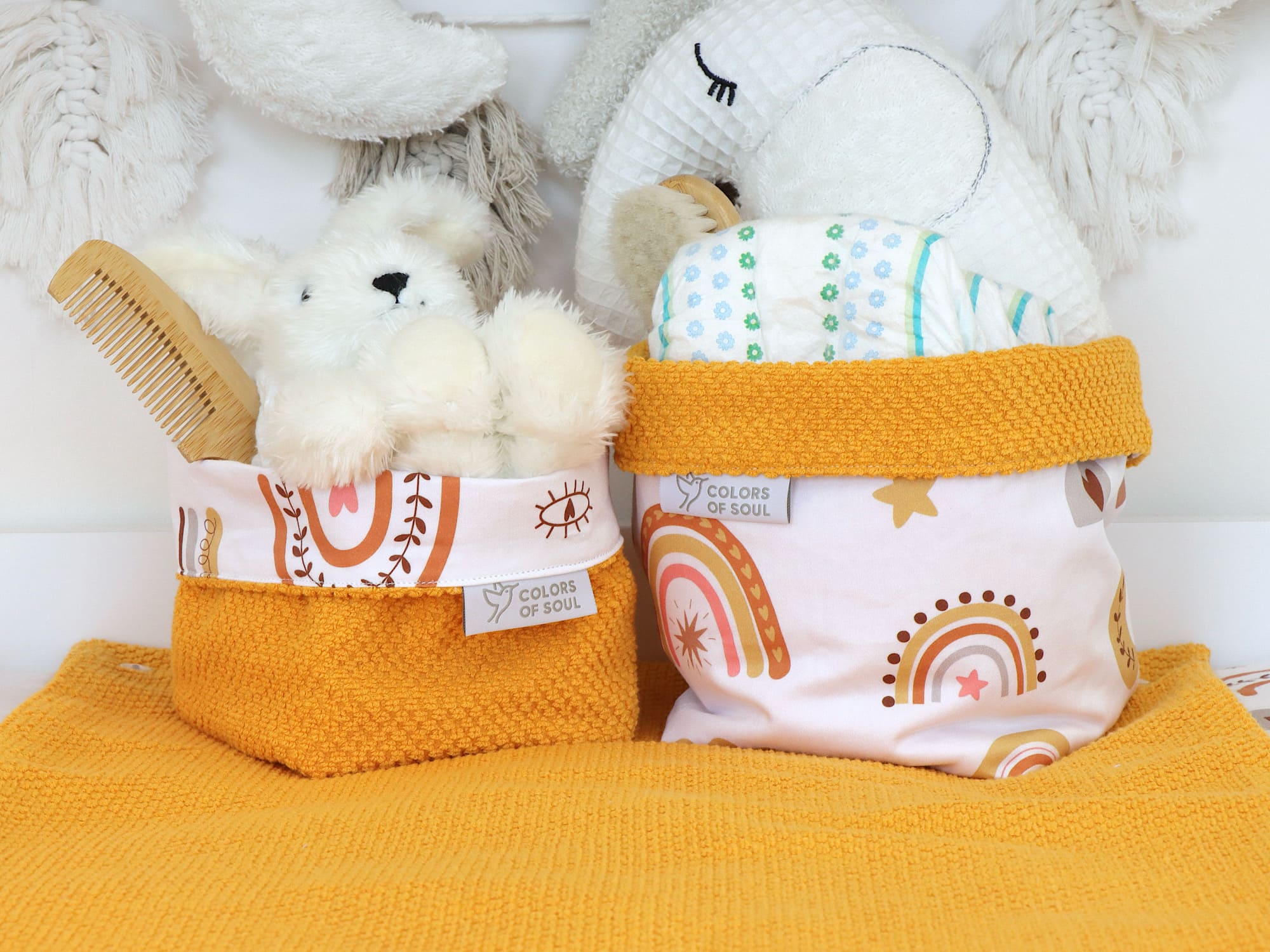 Utensilo - Baby boho Regenbogen / Waffelpique BeBe gelb
