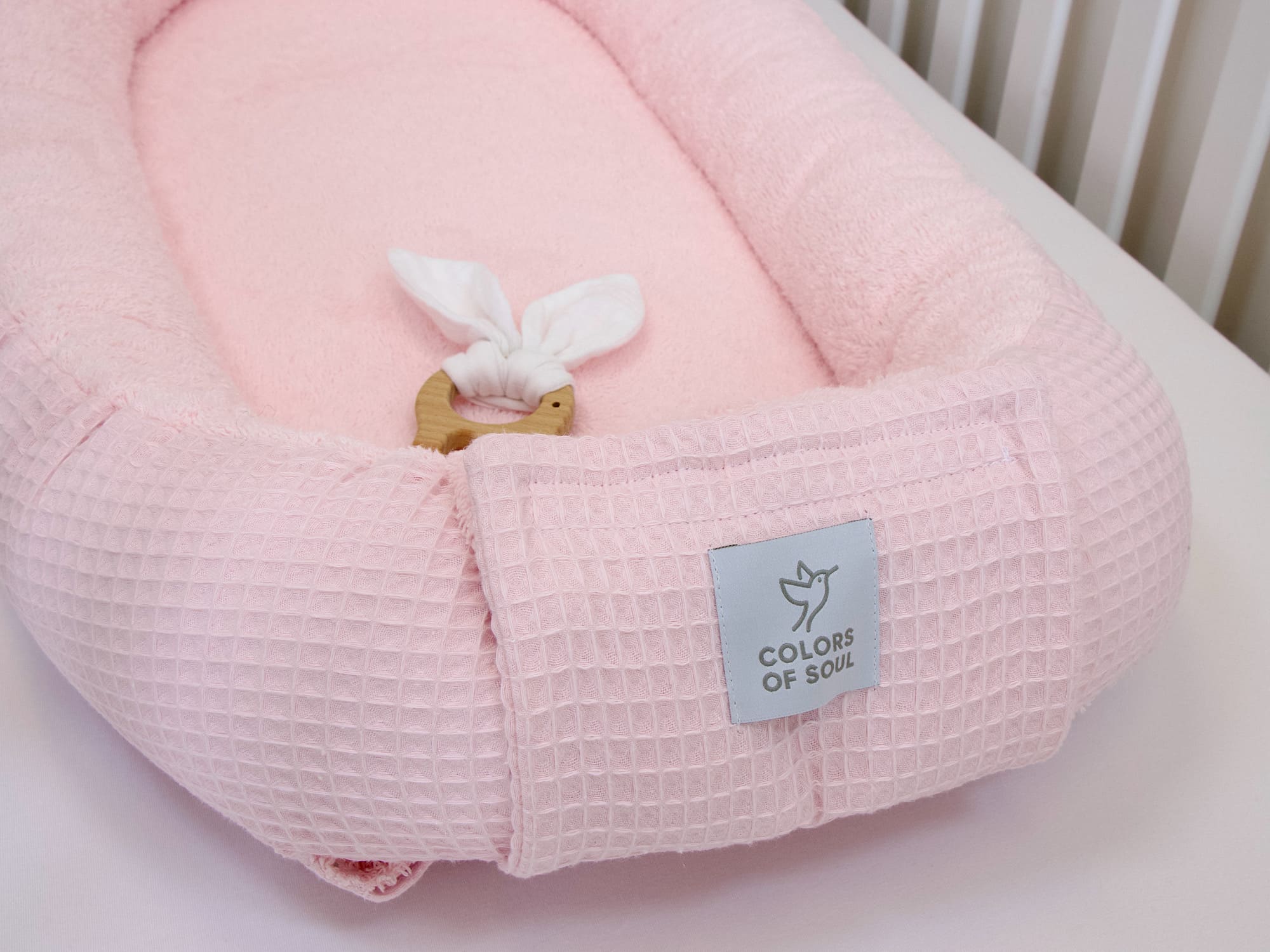 Babynestchen Set Mädchen - Nestchen und Wickelauflage mit Bezug - Waffelpique / Frottee hellrosa