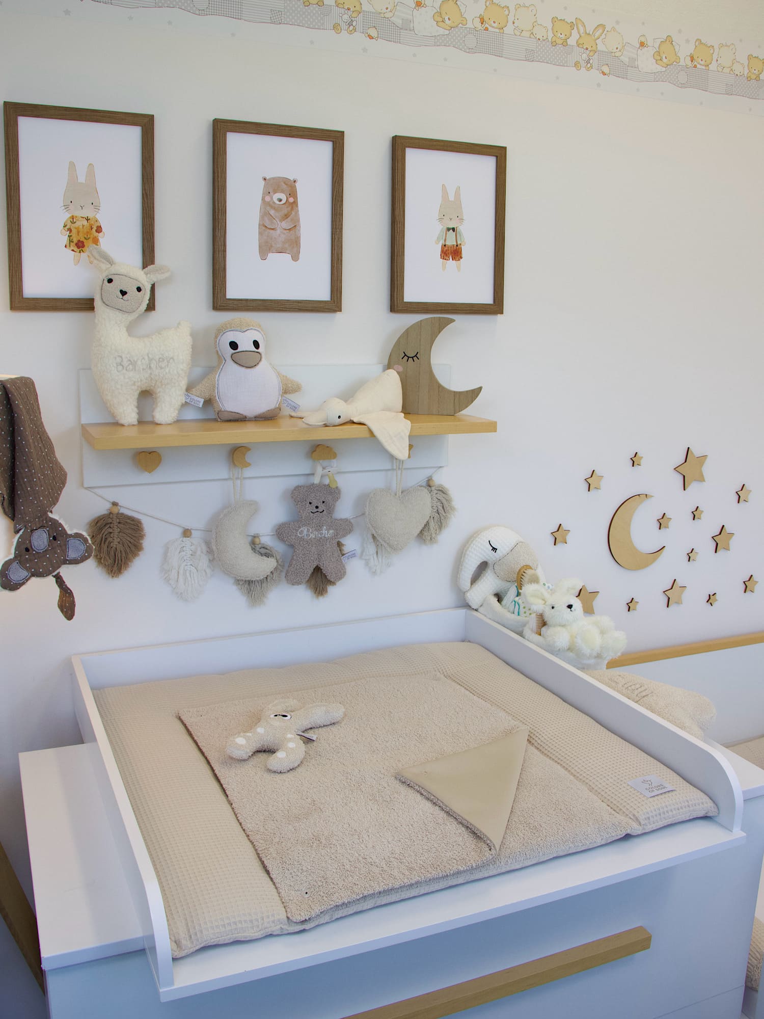 Baby Wickelauflage aus Waffelpique und Frottee in Natur für das Babyzimmer