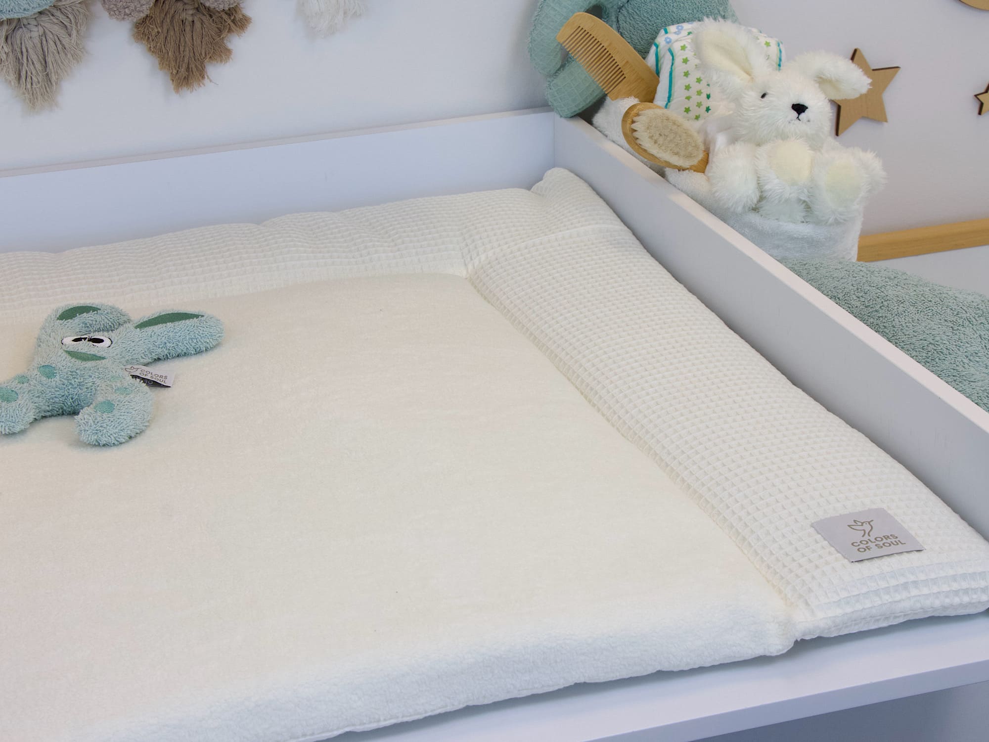 Wickelauflage Waffelpique creme / Baumwollfleece creme