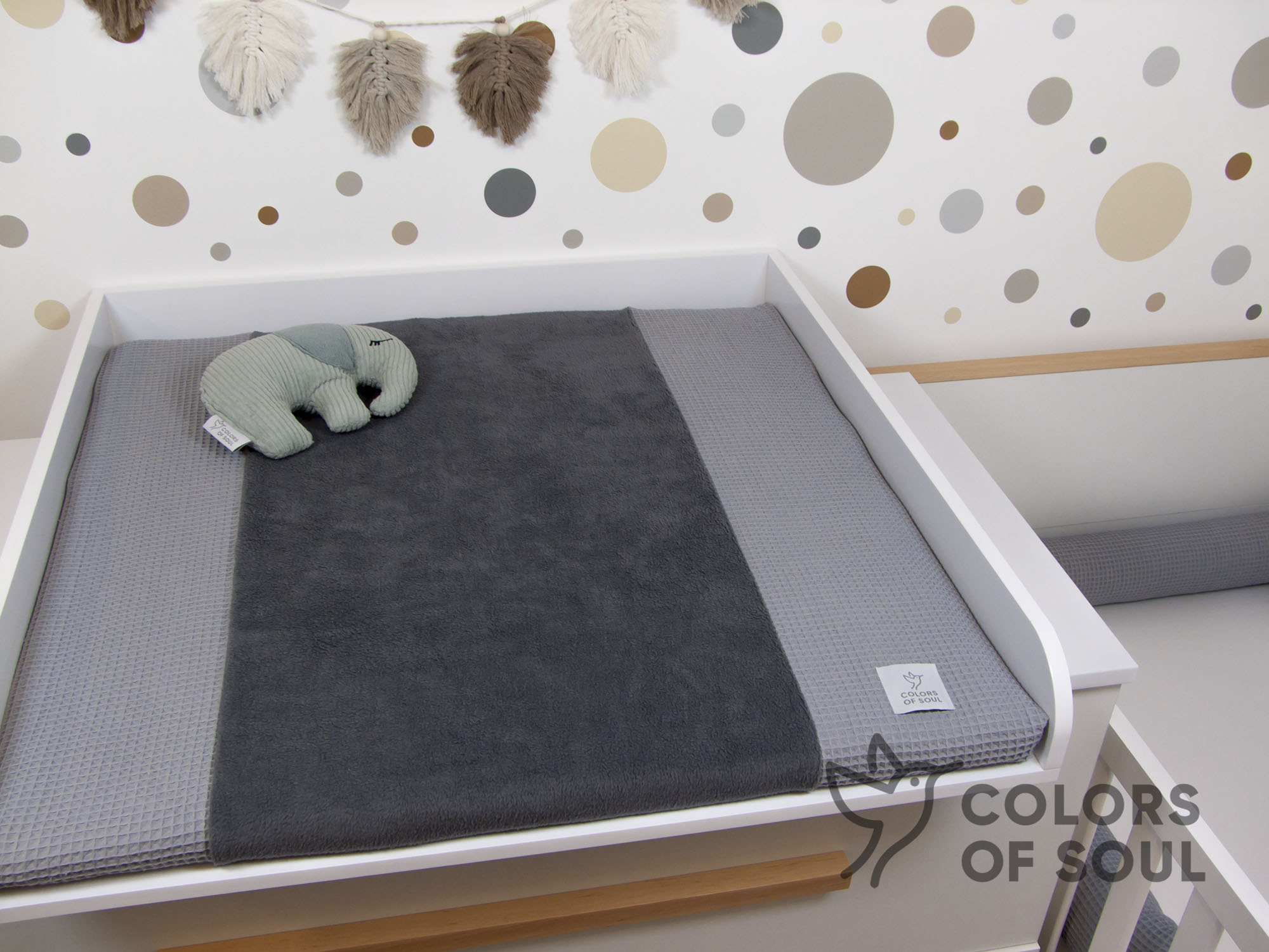 Wickelauflage mit Inlett - Waffelpique grau / Baumwollfleece grau