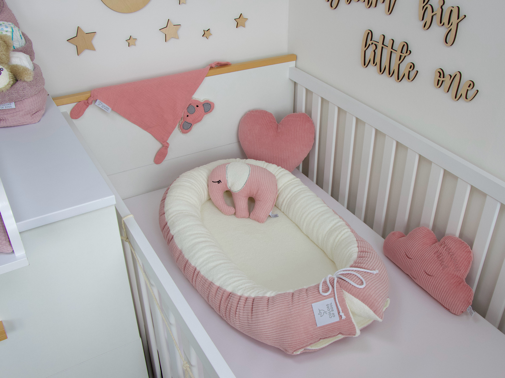 Babynestchen - Kordstoff altrosa / Baumwollfleece creme